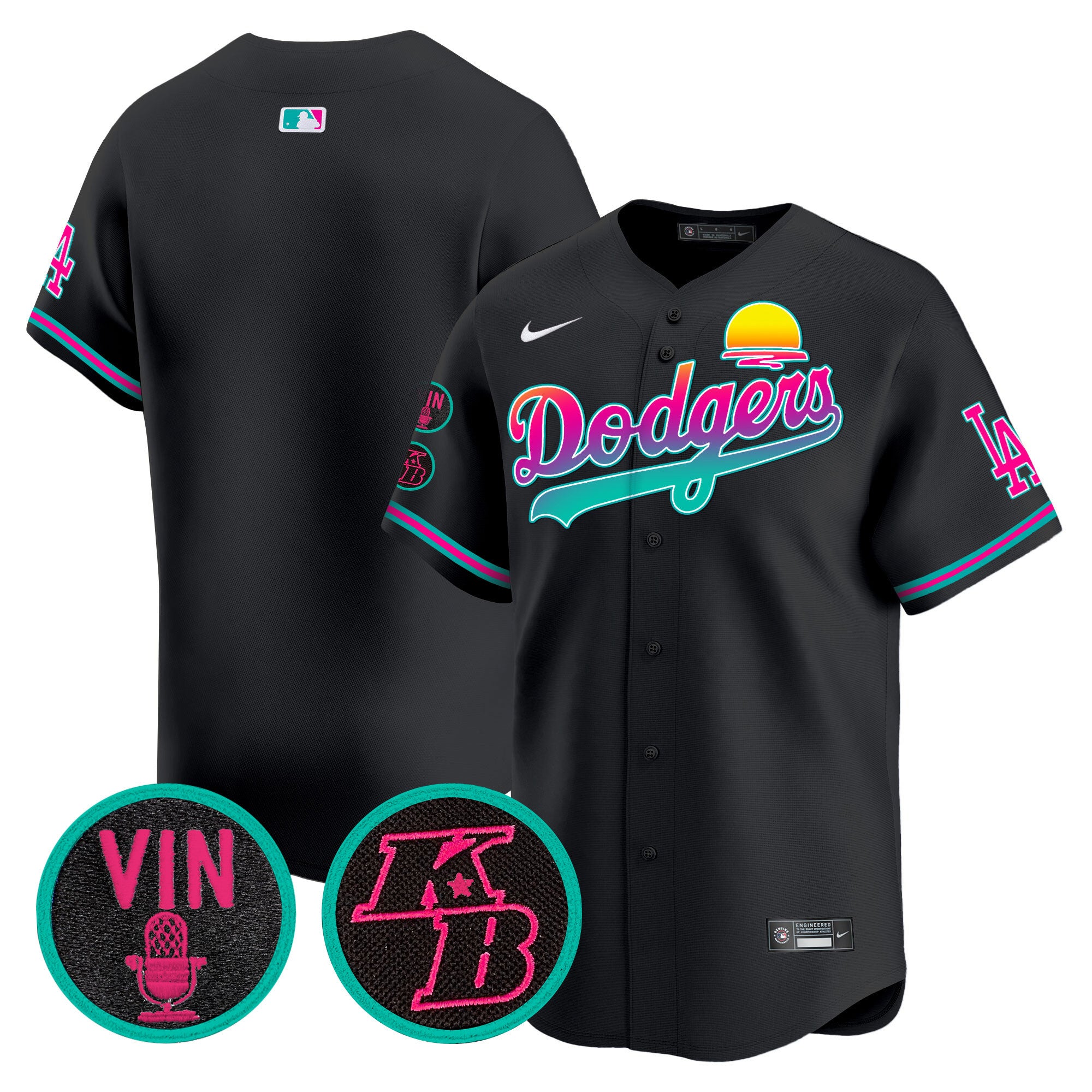 Men's Dodgers 2024 Los Angeles City Style Vapor Premier Limited Jersey V2 - All Stitched - Black, Team