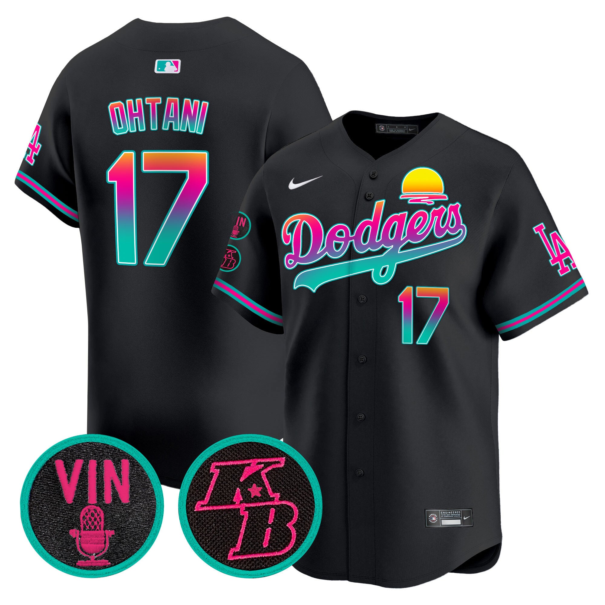 Men's Dodgers 2024 Los Angeles City Style Vapor Premier Limited Jersey V2 - All Stitched - Black, Shohei Ohtani