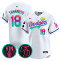 Men's Dodgers 2024 Los Angeles City Style Vapor Premier Limited Jersey V2 - All Stitched - White, Yamamoto