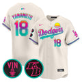 Men's Dodgers 2024 Los Angeles City Style Vapor Premier Limited Jersey V2 - All Stitched - Cream, Yamamoto