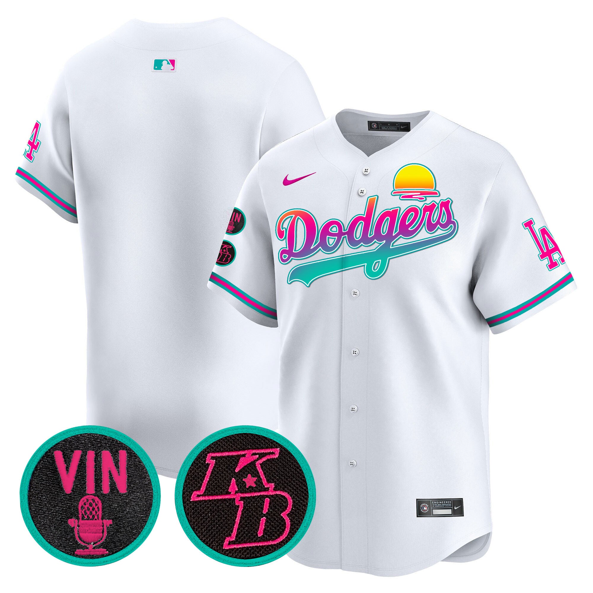 Men's Dodgers 2024 Los Angeles City Style Vapor Premier Limited Jersey V2 - All Stitched - White, Team