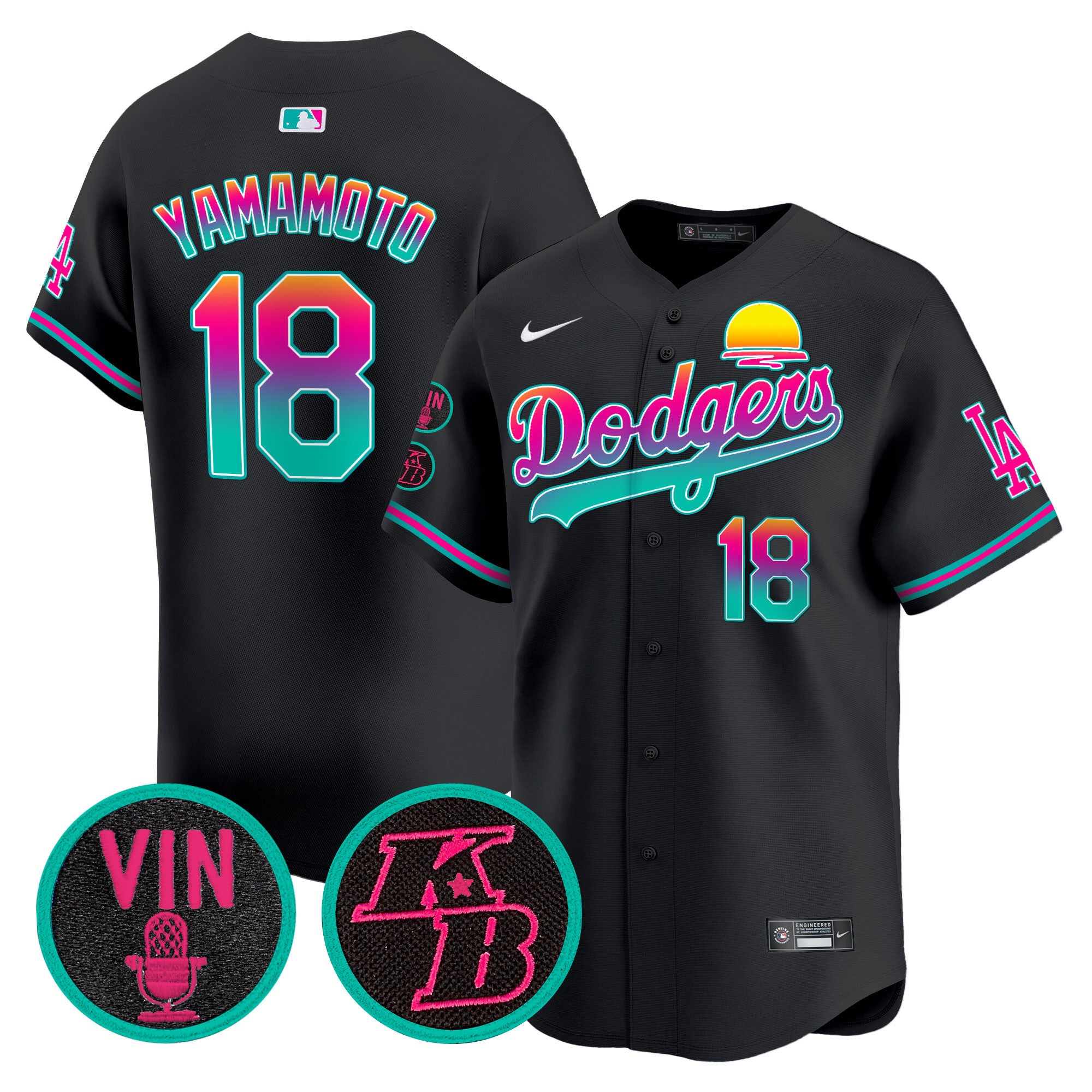 Men's Dodgers 2024 Los Angeles City Style Vapor Premier Limited Jersey V2 - All Stitched - Black, Yamamoto