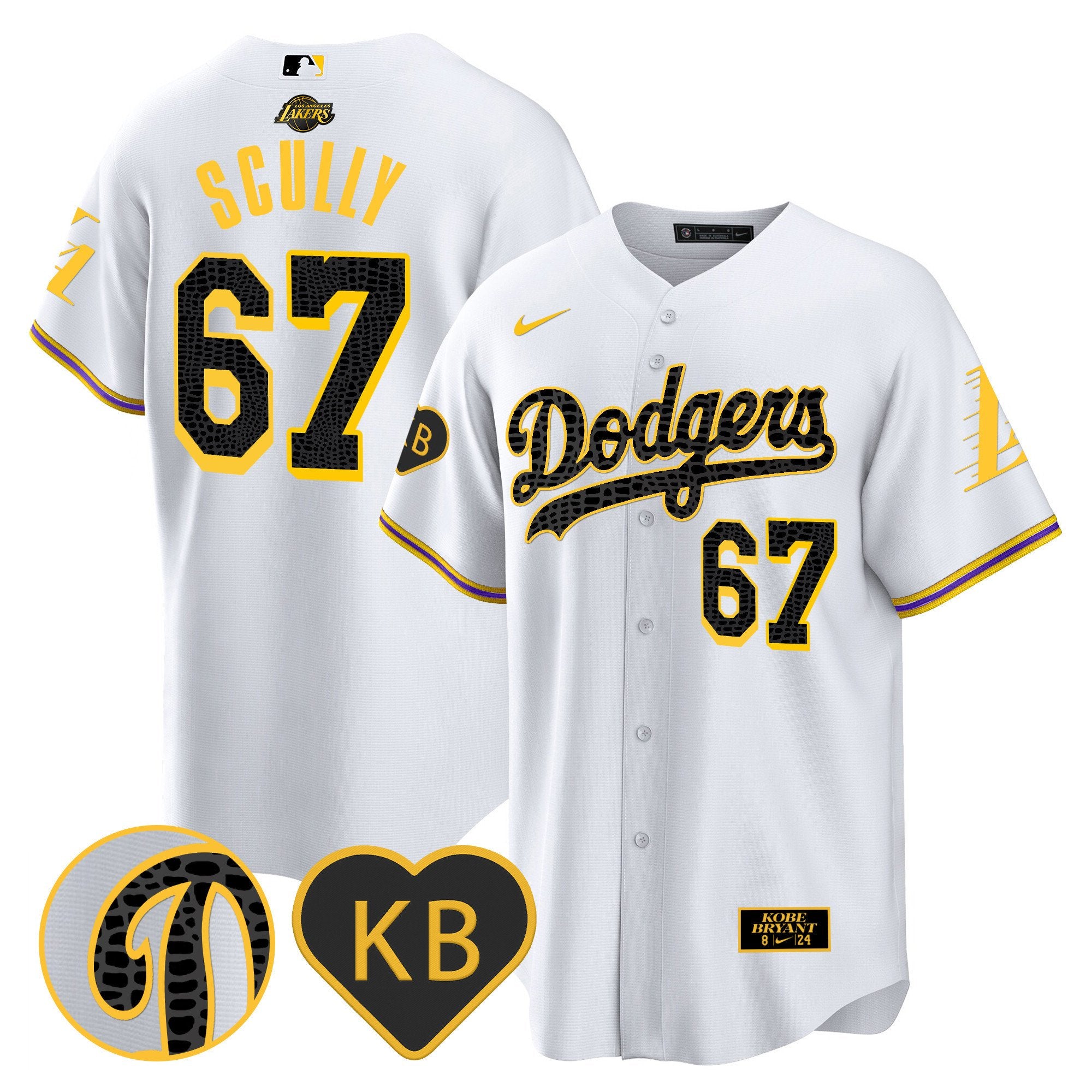 Men's Dodgers 2024 Mamba Baseball Jersey - All Stitched - White, Vin Scully