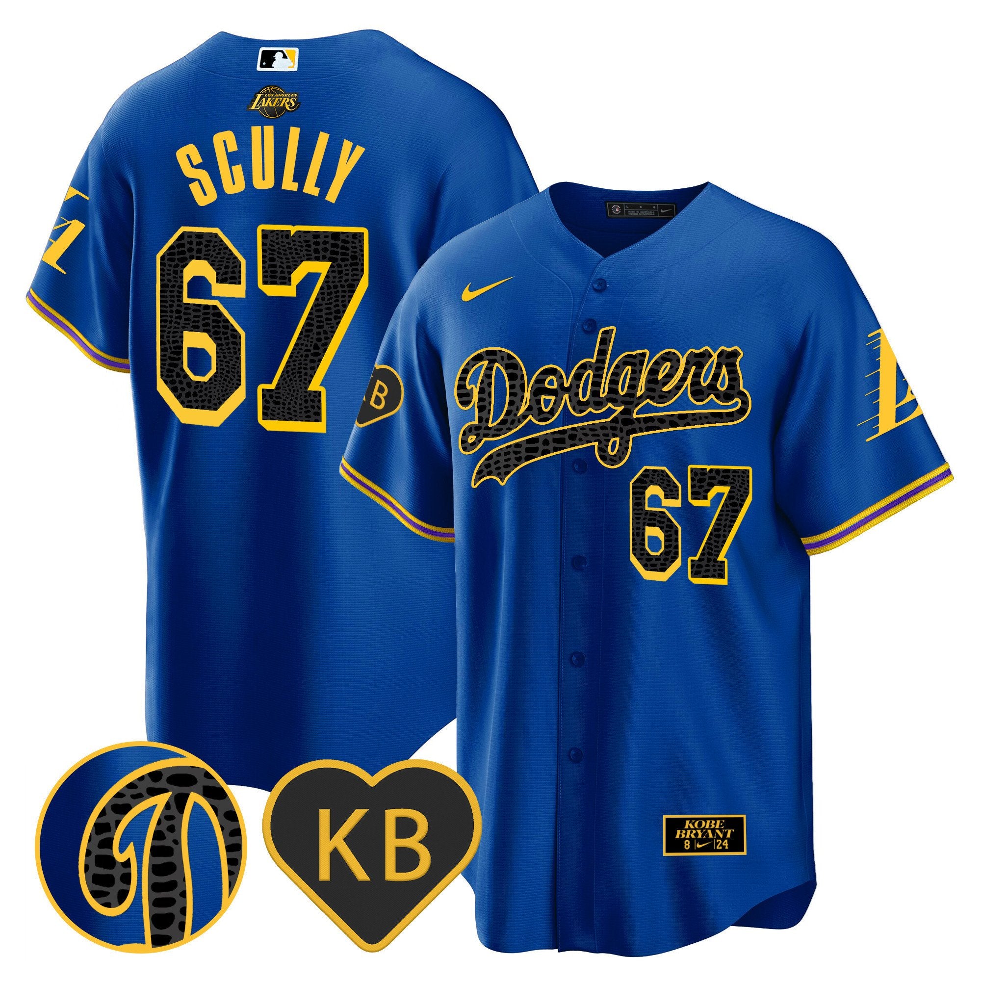 Men's Dodgers 2024 Mamba Baseball Jersey - All Stitched - Royal, Vin Scully