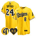 Men's Dodgers 2024 Mamba Baseball Jersey - All Stitched - Gold, Kobe Bryant
