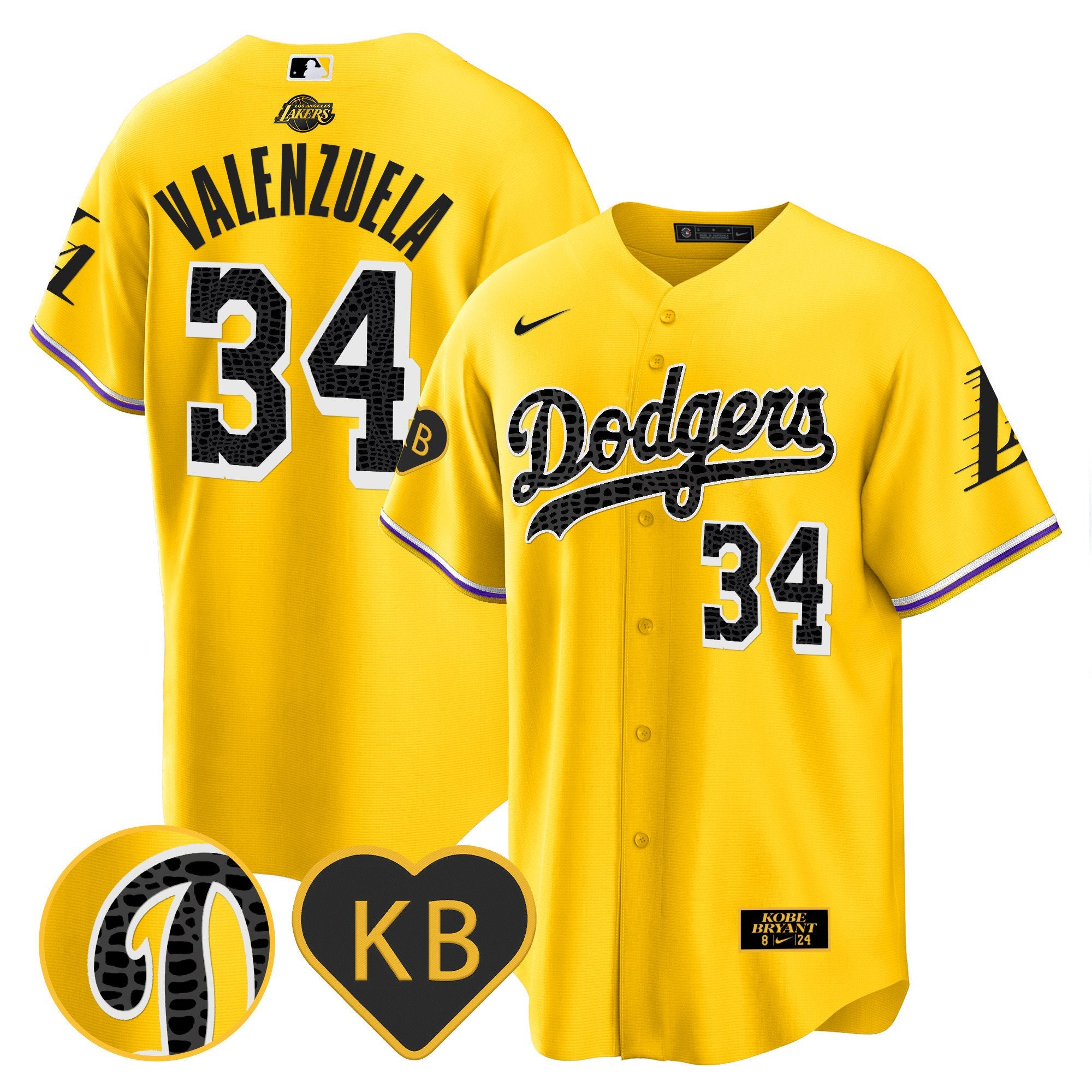 Men's Dodgers 2024 Mamba Baseball Jersey - All Stitched - Gold, Fernando Valenzuela