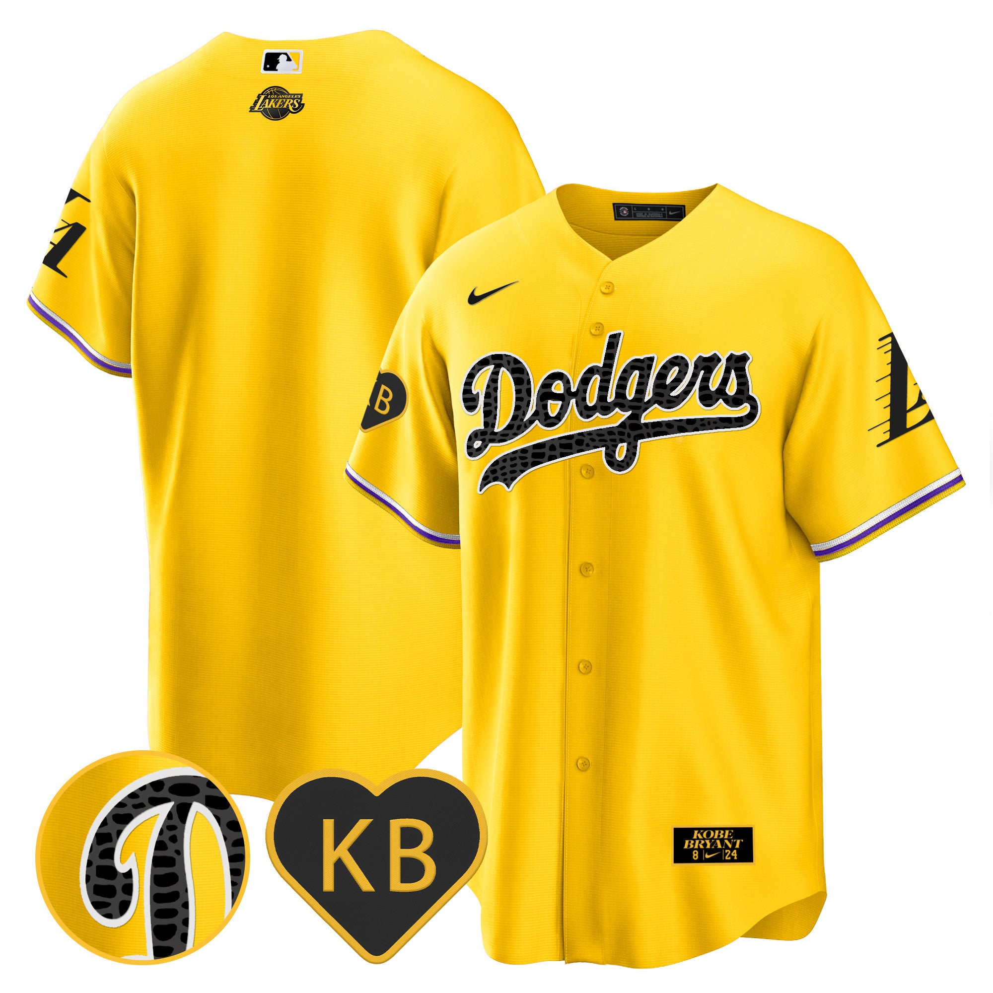 Men's Dodgers 2024 Mamba Baseball Jersey - All Stitched - Gold, Team