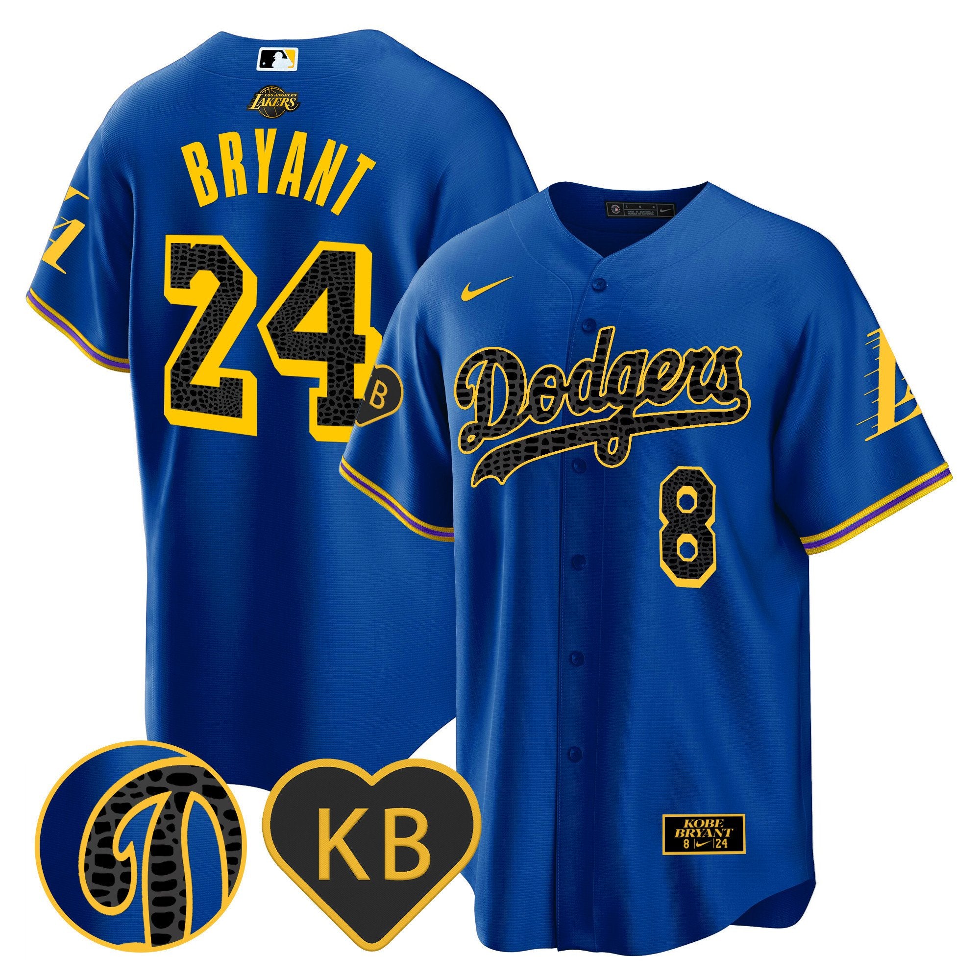 Men's Dodgers 2024 Mamba Baseball Jersey - All Stitched - Royal, Kobe Bryant