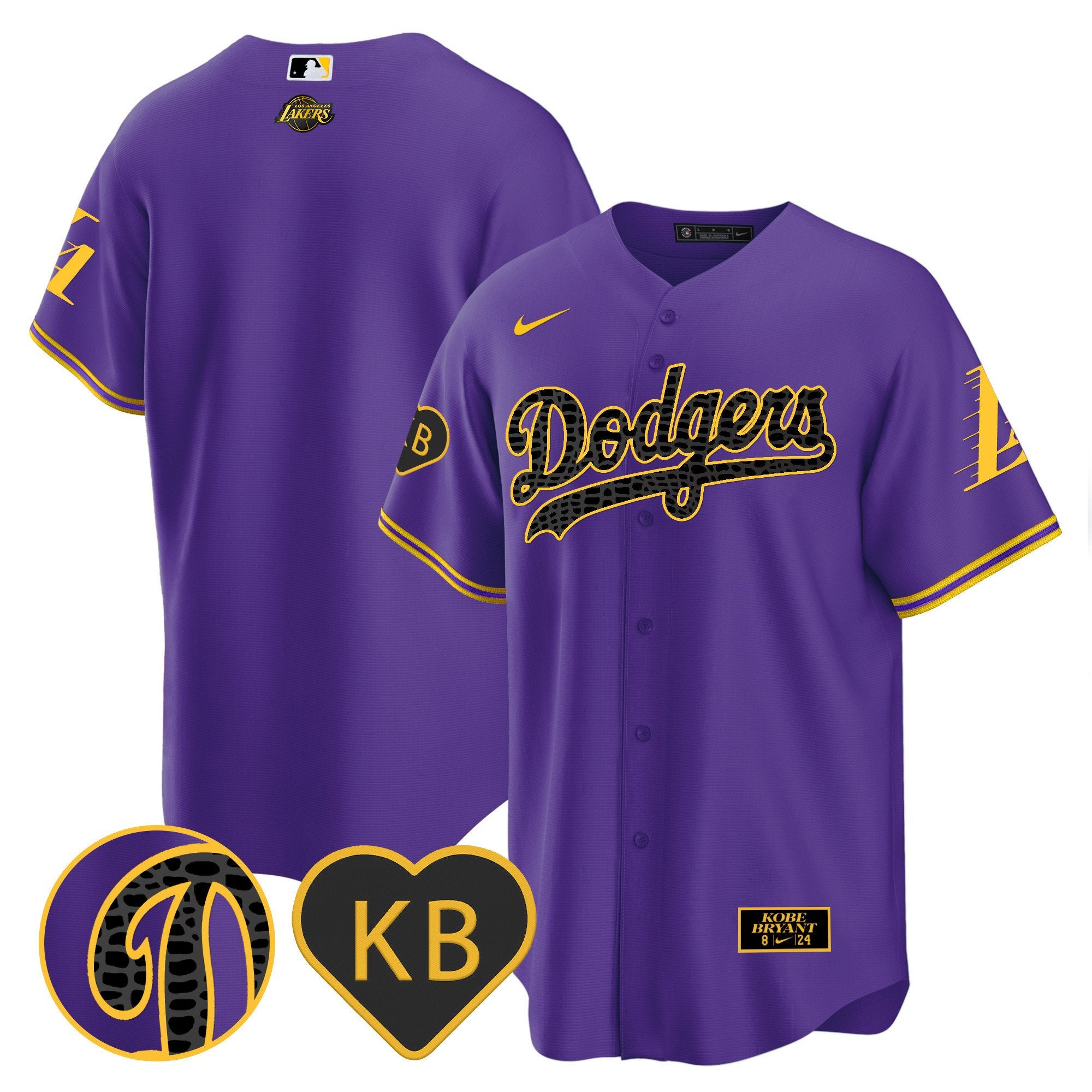 Men's Dodgers 2024 Mamba Baseball Jersey - All Stitched - Purple, Team