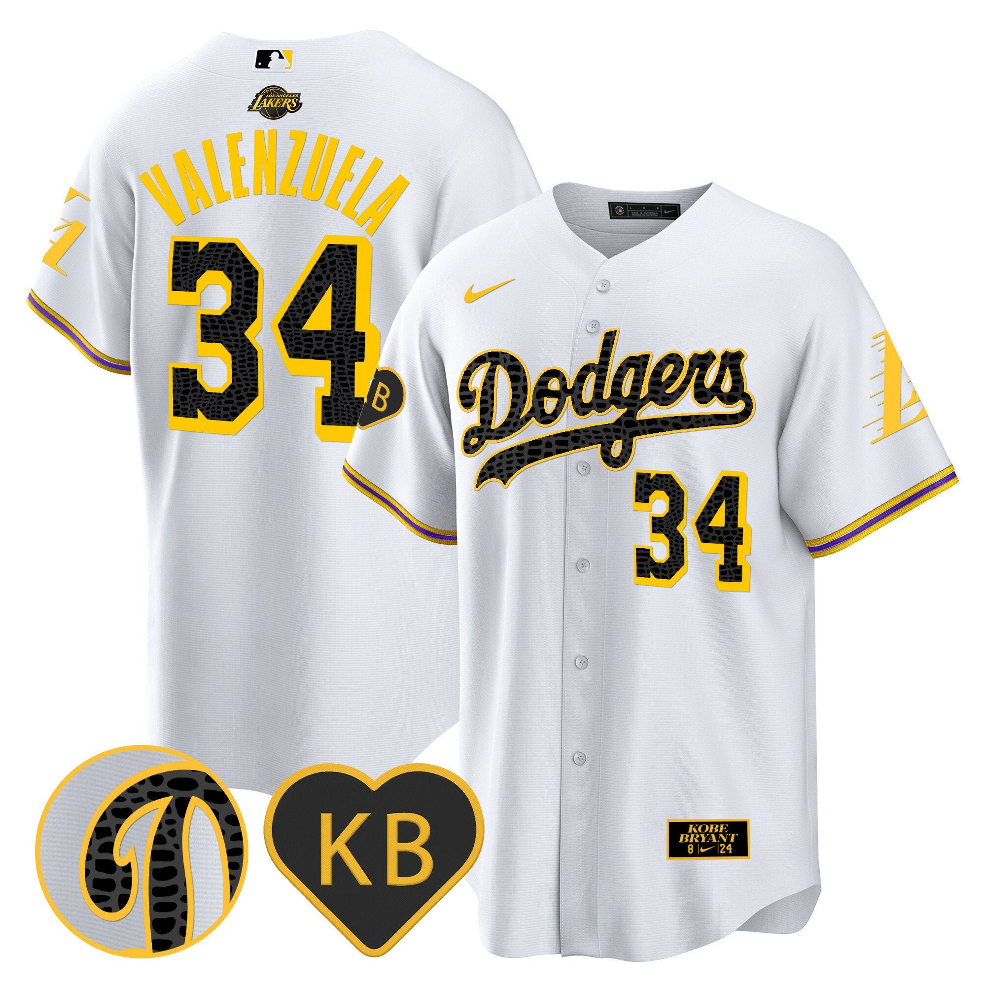 Men's Dodgers 2024 Mamba Baseball Jersey - All Stitched - White, Fernando Valenzuela