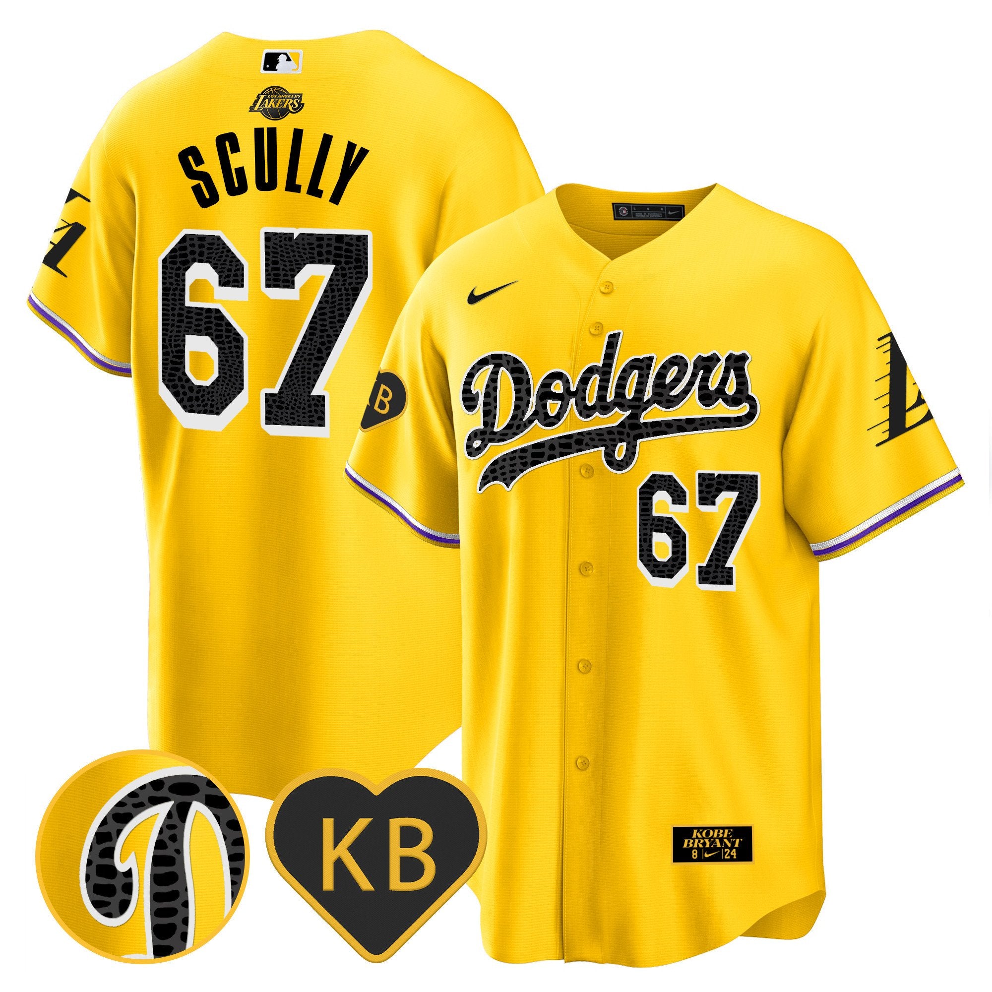 Men's Dodgers 2024 Mamba Baseball Jersey - All Stitched - Gold, Vin Scully