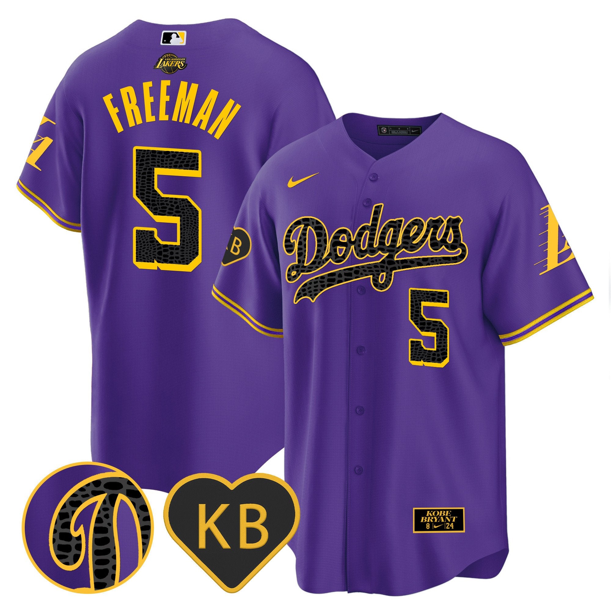 Men's Dodgers 2024 Mamba Baseball Jersey - All Stitched - Purple, Freddie Freeman