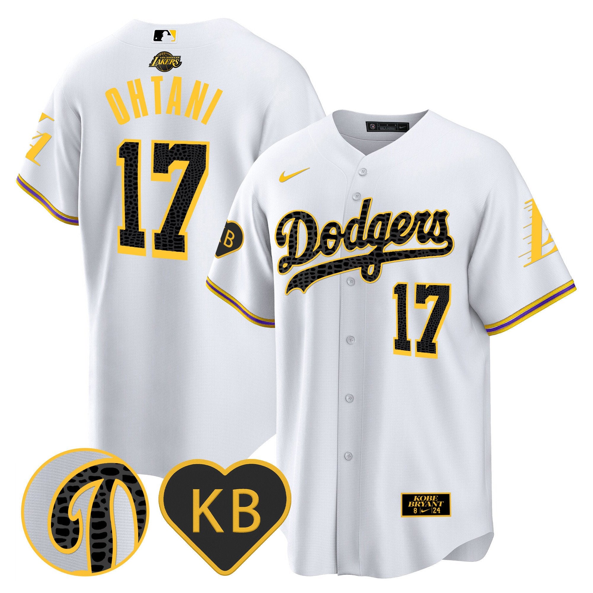 Men's Dodgers 2024 Mamba Baseball Jersey - All Stitched - White, Shohei Ohtani