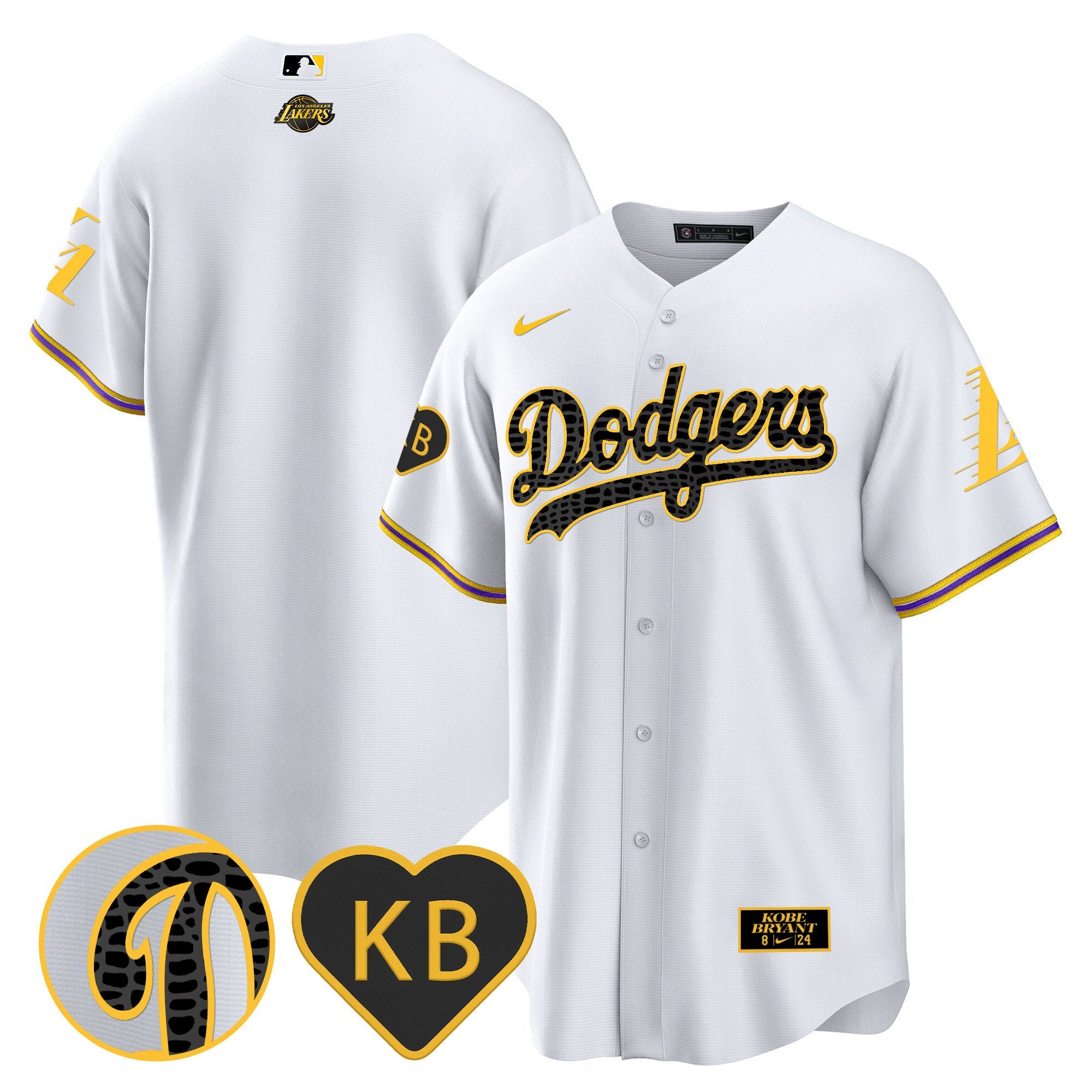 Men's Dodgers 2024 Mamba Baseball Jersey - All Stitched - White, Team
