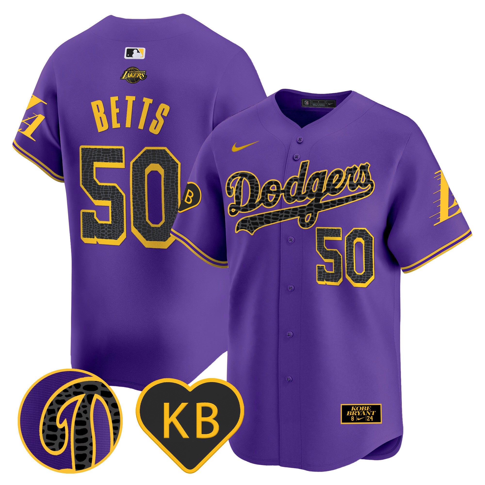 Men's Dodgers 2024 Mamba Vapor Premier Limited Jersey - All Stitched - Purple, Mookie Betts