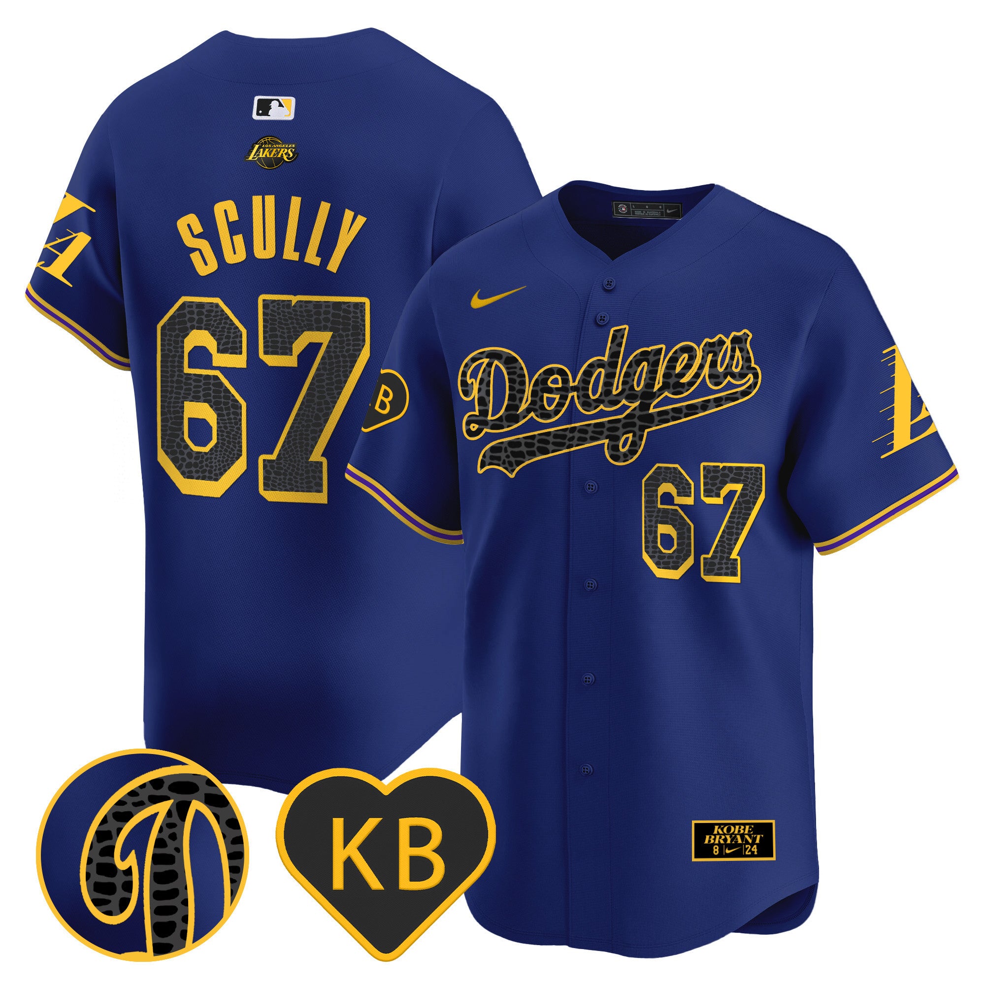 Men's Dodgers 2024 Mamba Vapor Premier Limited Jersey - All Stitched - Royal, Vin Scully