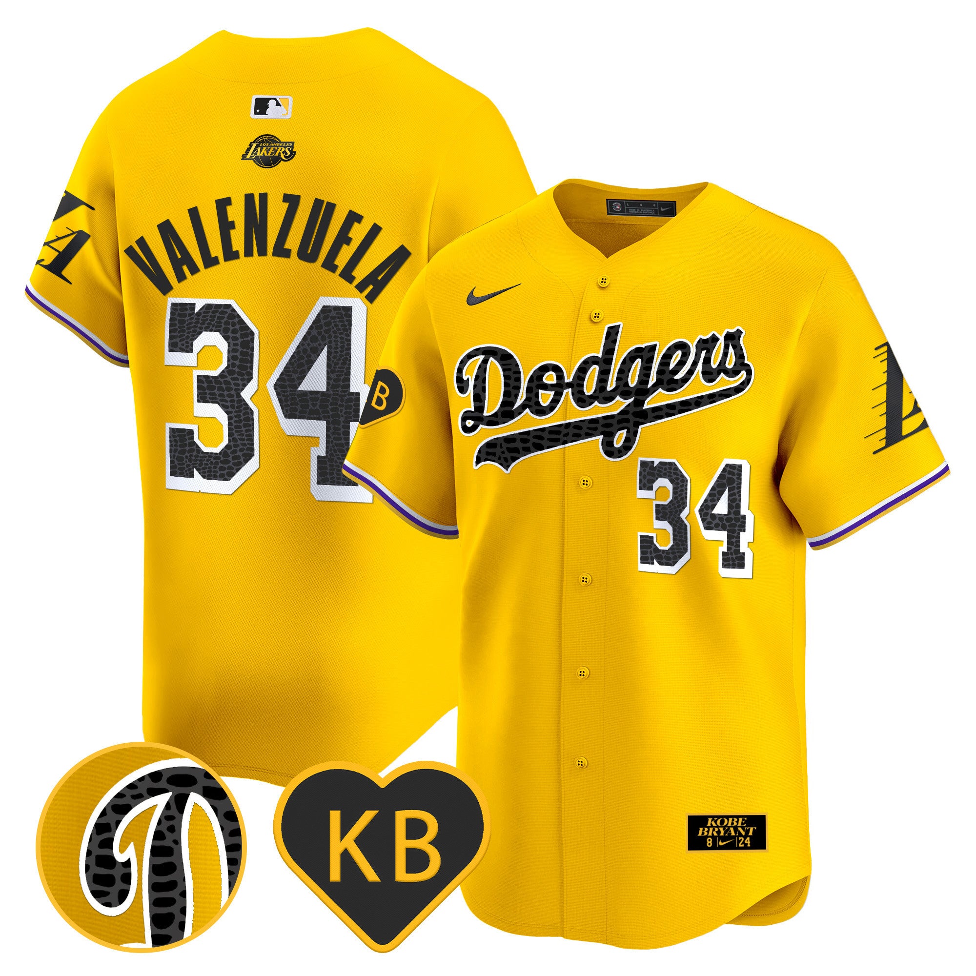 Men's Dodgers 2024 Mamba Vapor Premier Limited Jersey - All Stitched - Gold, Fernando Valenzuela