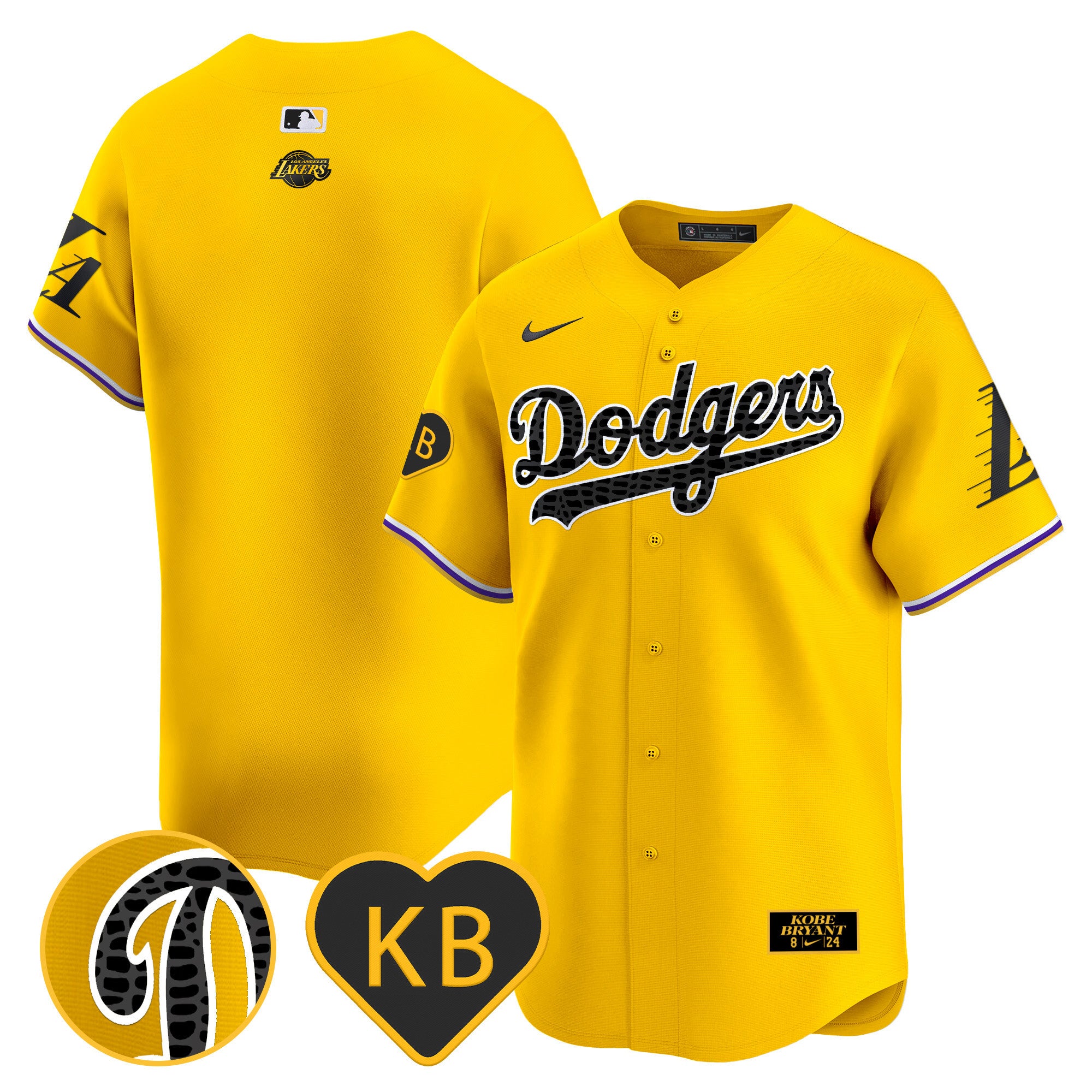 Men's Dodgers 2024 Mamba Vapor Premier Limited Jersey - All Stitched - Gold, Team