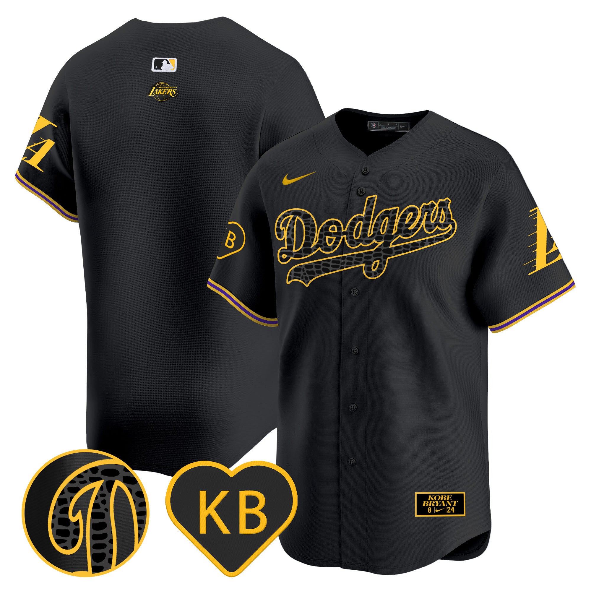 Men's Dodgers 2024 Mamba Vapor Premier Limited Jersey - All Stitched - Black, Team