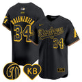 Men's Dodgers 2024 Mamba Vapor Premier Limited Jersey - All Stitched - Black, Fernando Valenzuela