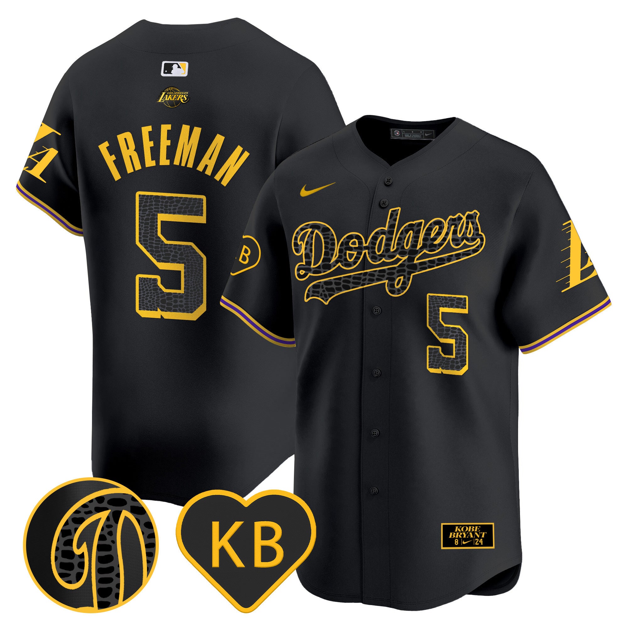 Men's Dodgers 2024 Mamba Vapor Premier Limited Jersey - All Stitched - Black, Freddie Freeman