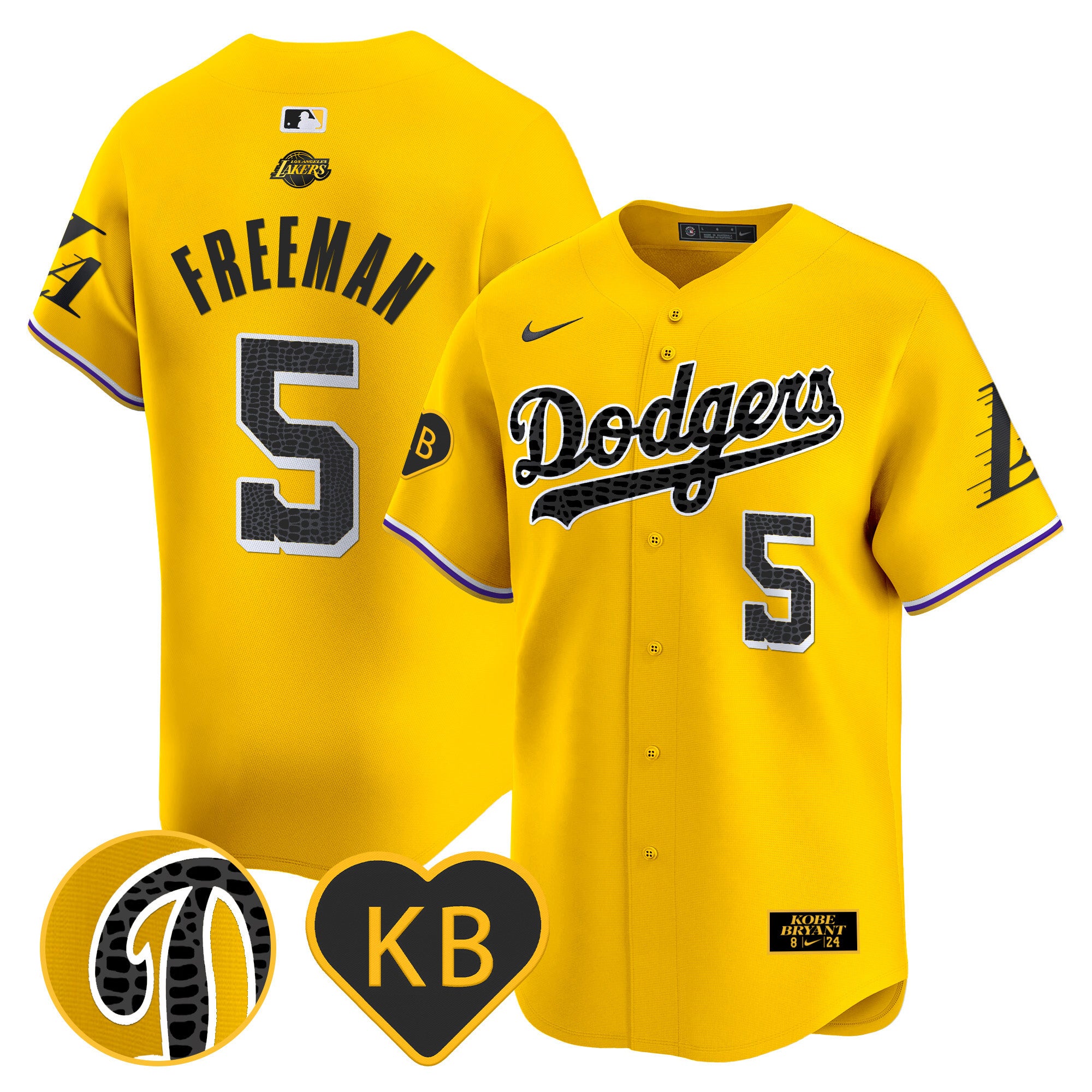 Men's Dodgers 2024 Mamba Vapor Premier Limited Jersey - All Stitched - Gold, Freddie Freeman
