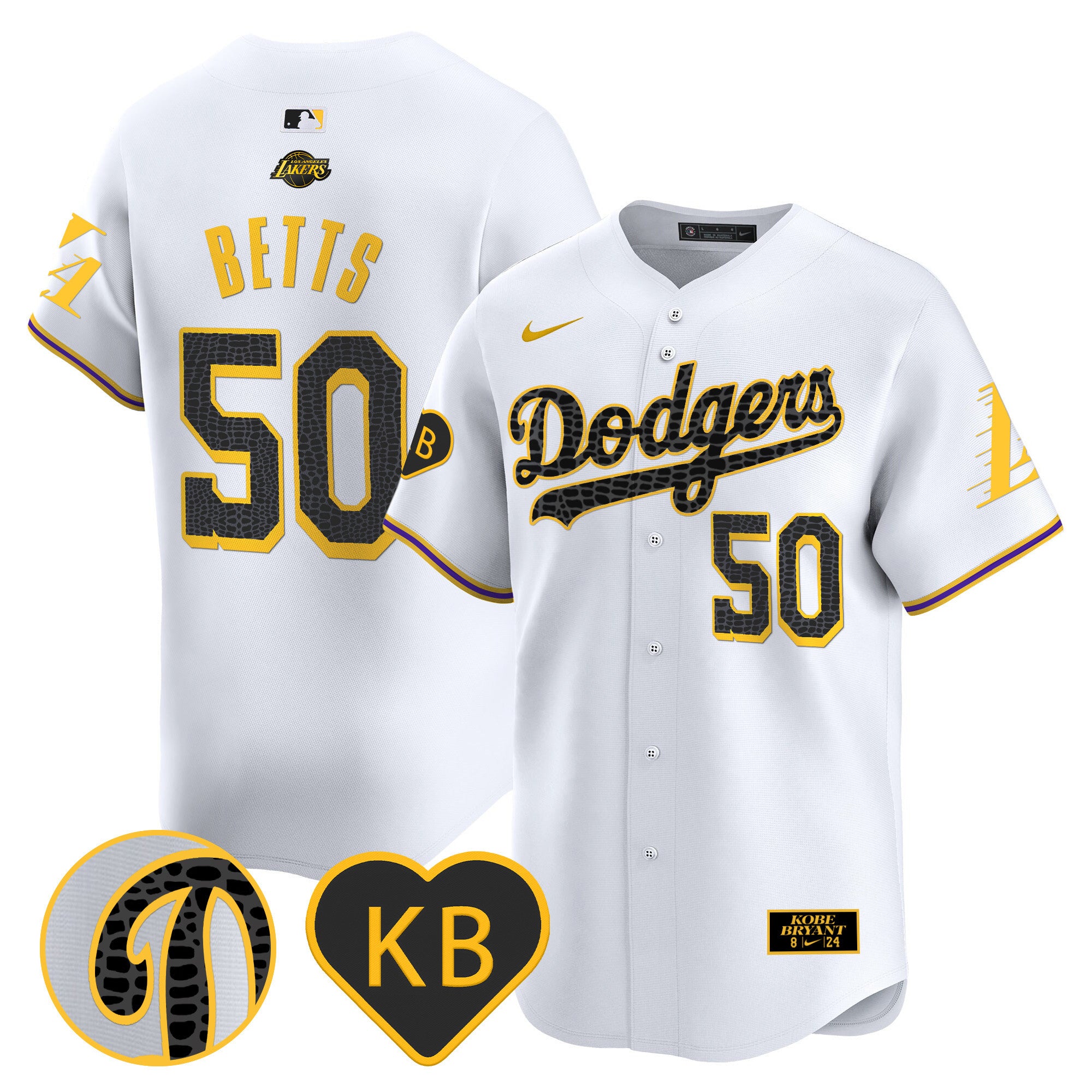 Men's Dodgers 2024 Mamba Vapor Premier Limited Jersey - All Stitched - White, Mookie Betts