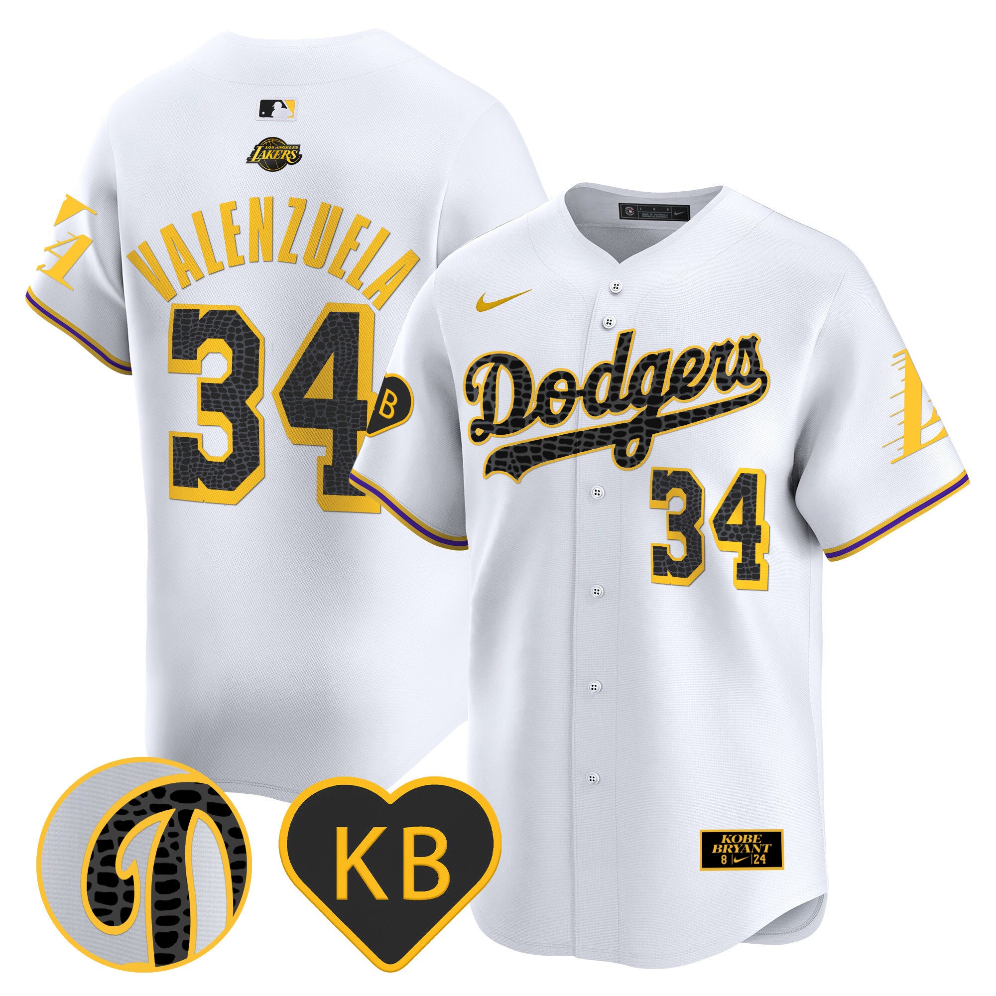 Men's Dodgers 2024 Mamba Vapor Premier Limited Jersey - All Stitched - White, Fernando Valenzuela