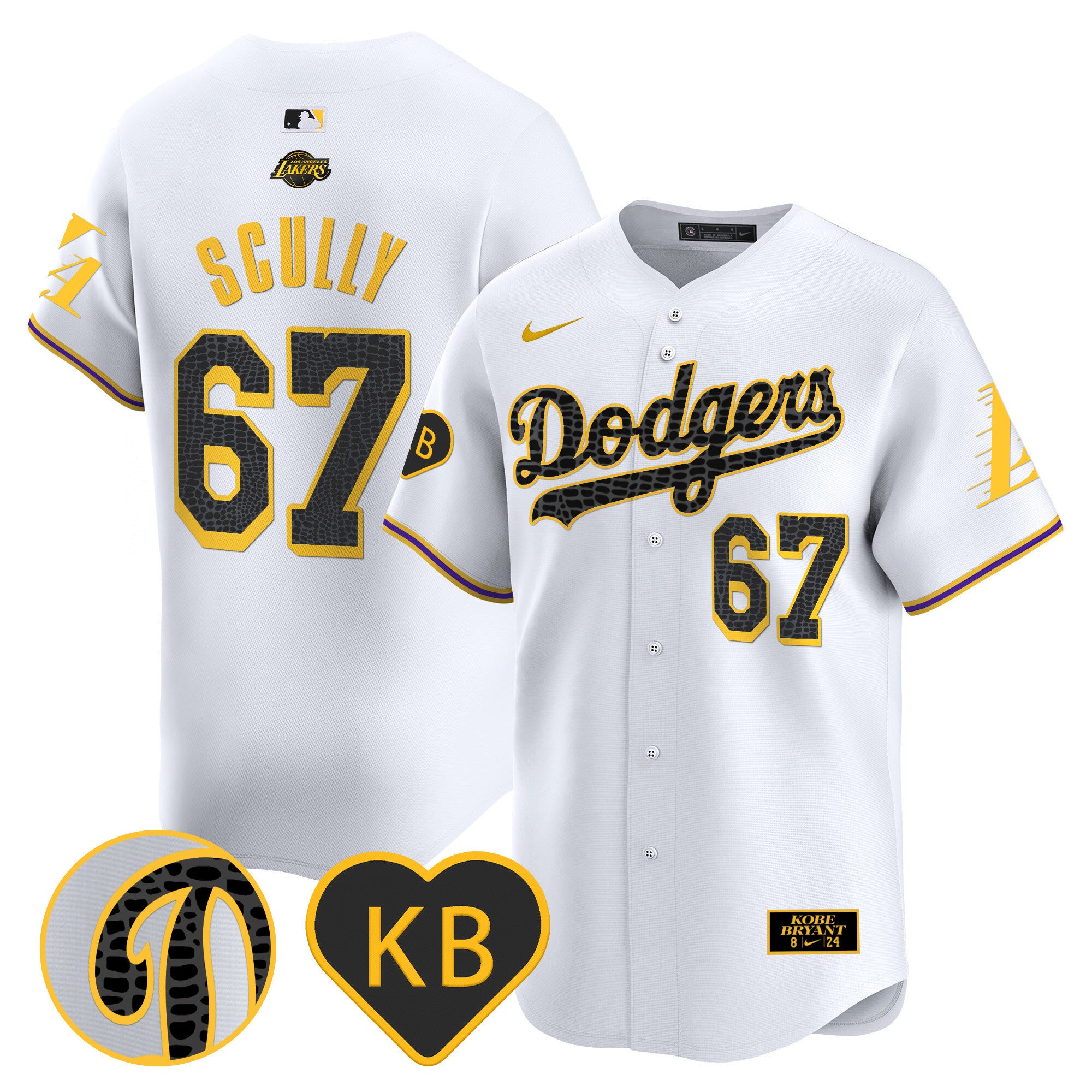 Men's Dodgers 2024 Mamba Vapor Premier Limited Jersey - All Stitched - White, Vin Scully