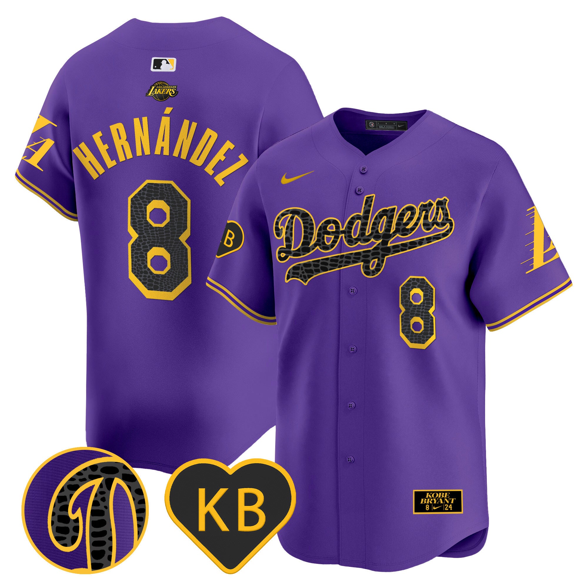 Men's Dodgers 2024 Mamba Vapor Premier Limited Jersey - All Stitched - Purple, Kike Hernandez