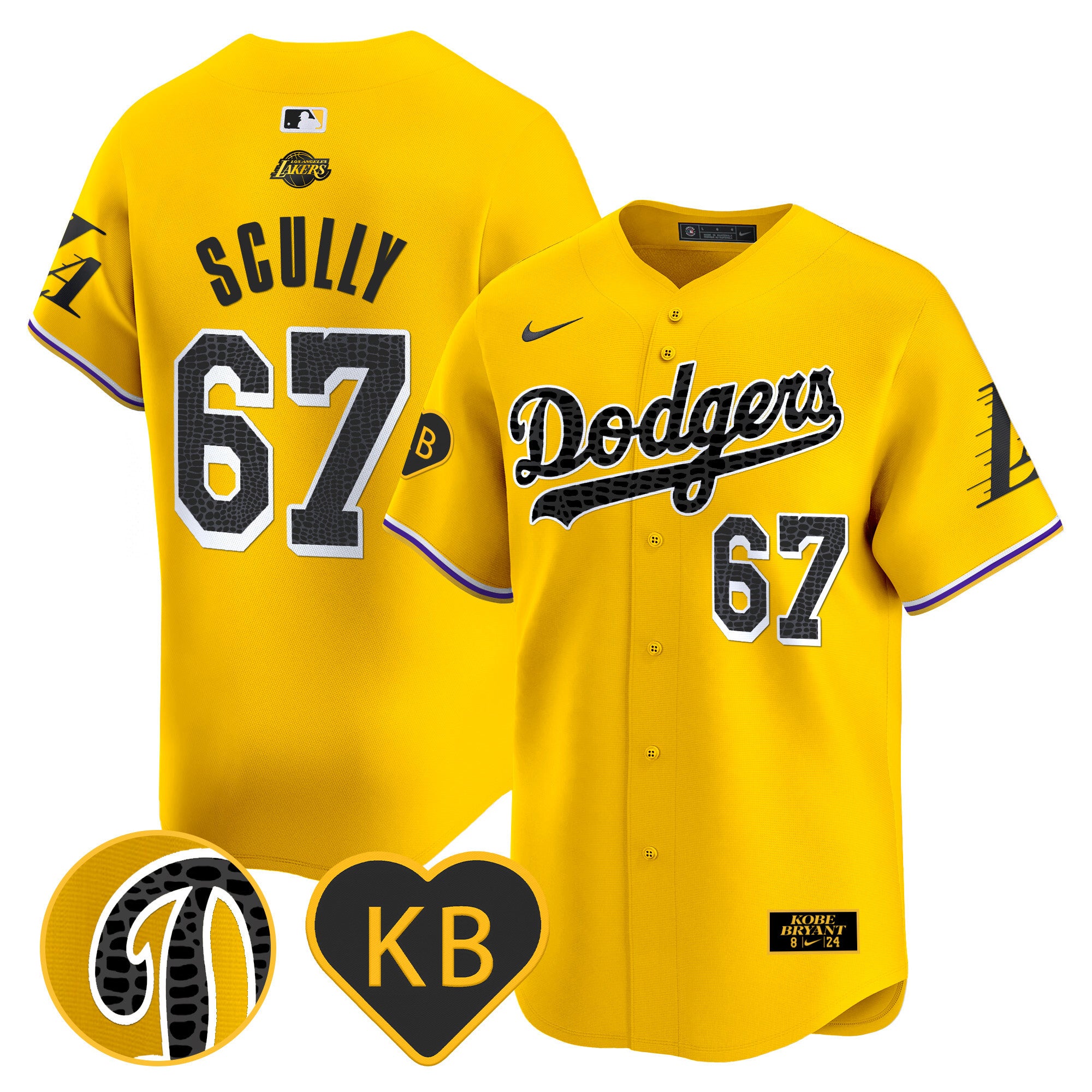 Men's Dodgers 2024 Mamba Vapor Premier Limited Jersey - All Stitched - Gold, Vin Scully