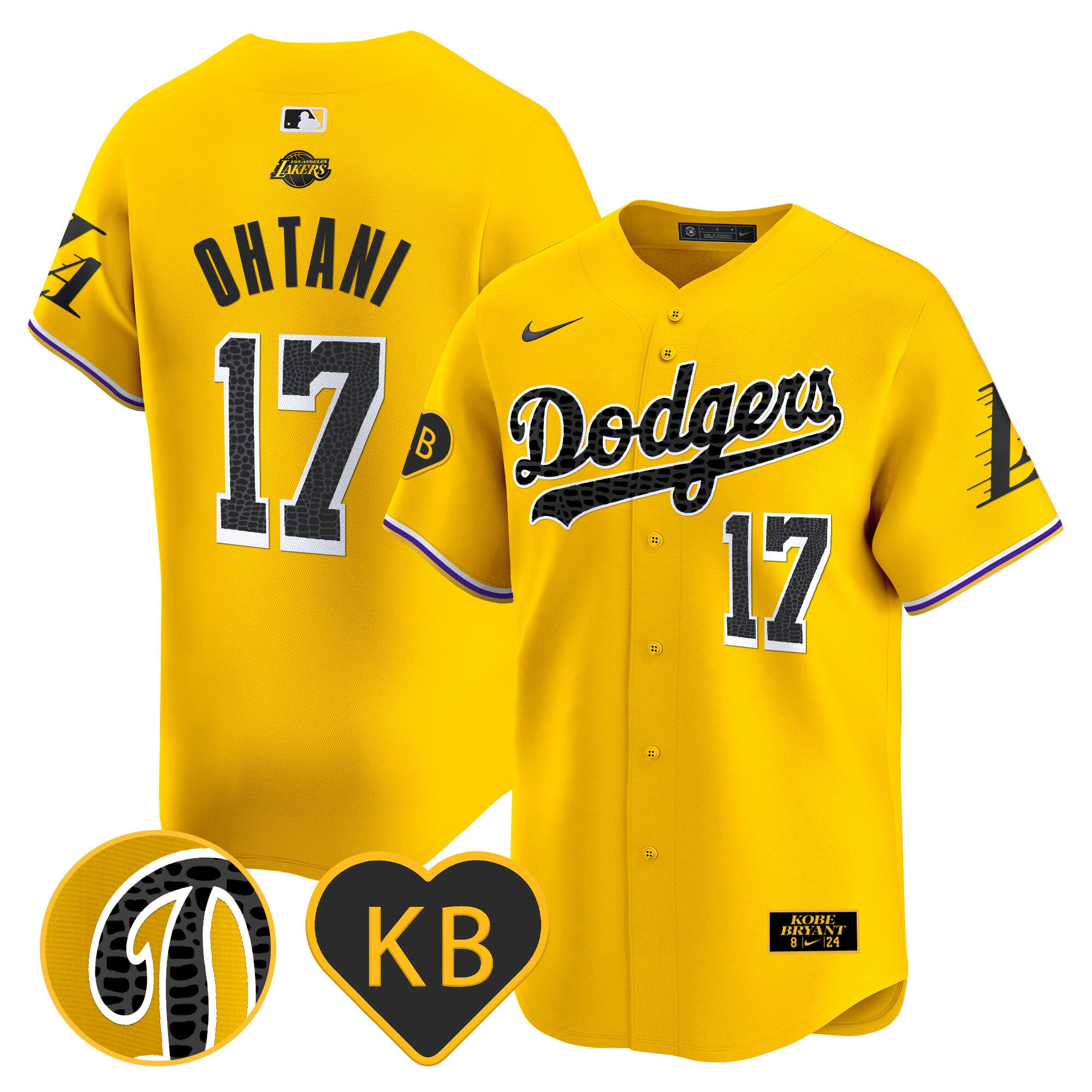 Men's Dodgers 2024 Mamba Vapor Premier Limited Jersey - All Stitched - Gold, Shohei Ohtani