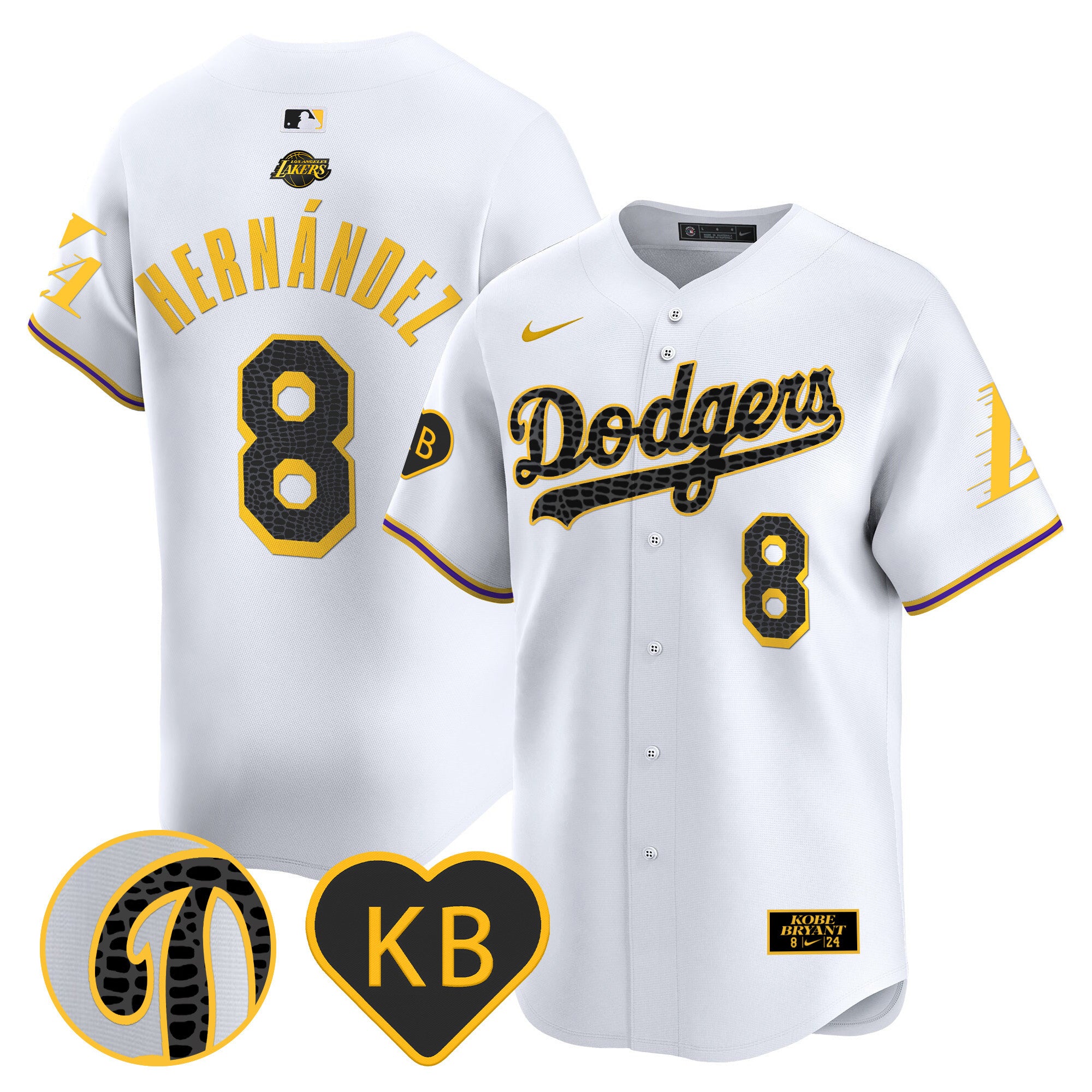 Men's Dodgers 2024 Mamba Vapor Premier Limited Jersey - All Stitched - White, Kike Hernandez