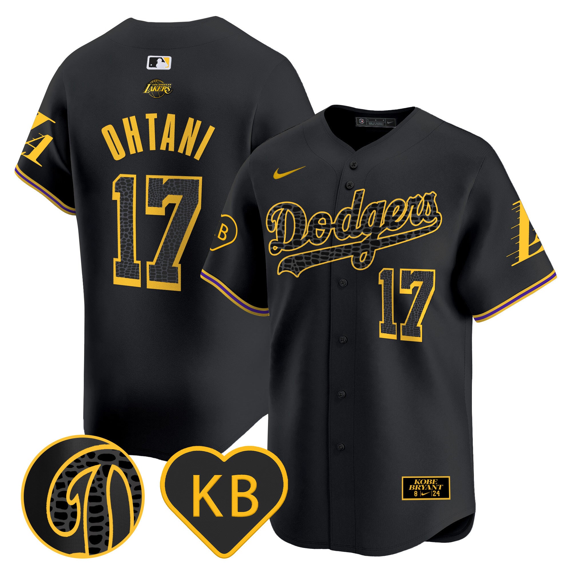 Men's Dodgers 2024 Mamba Vapor Premier Limited Jersey - All Stitched - Black, Shohei Ohtani