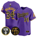 Men's Dodgers 2024 Mamba Vapor Premier Limited Jersey V2 - All Stitched - Purple, Fernando Valenzuela