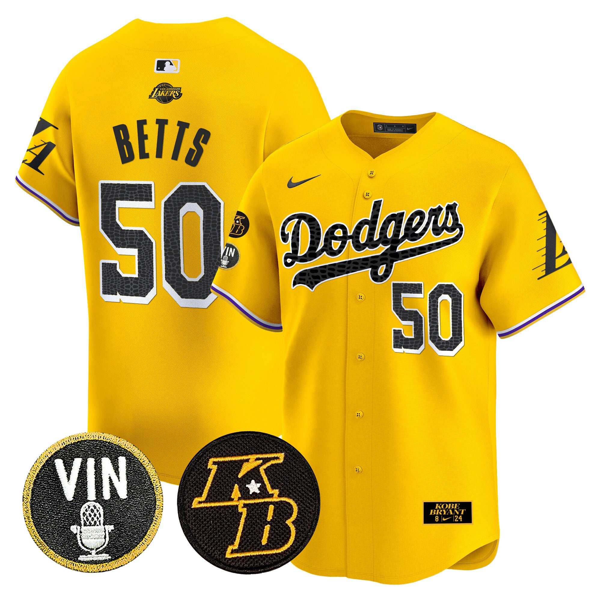 Men's Dodgers 2024 Mamba Vapor Premier Limited Jersey V2 - All Stitched - Gold, Mookie Betts