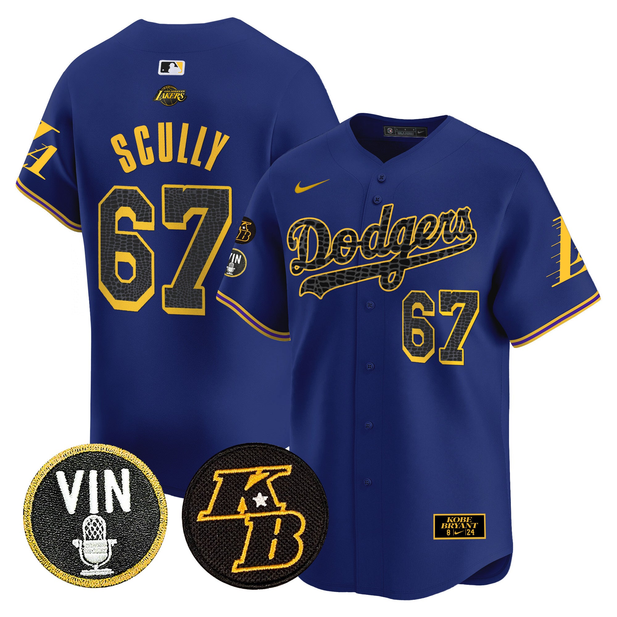 Men's Dodgers 2024 Mamba Vapor Premier Limited Jersey V2 - All Stitched - Royal, Vin Scully