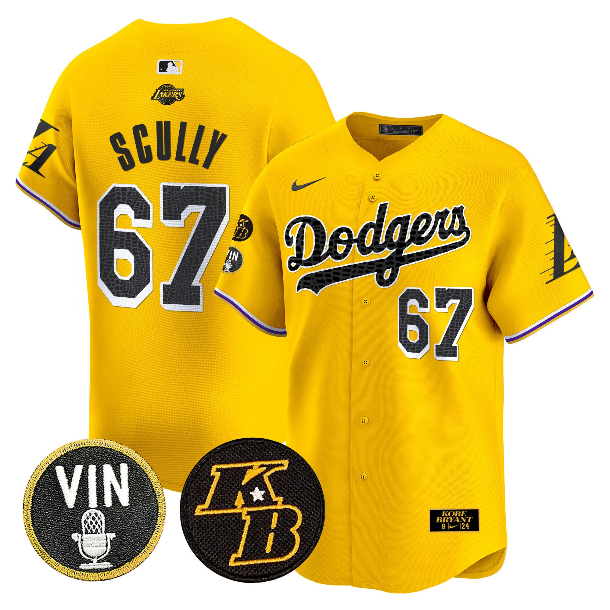 Men's Dodgers 2024 Mamba Vapor Premier Limited Jersey V2 - All Stitched - Gold, Vin Scully