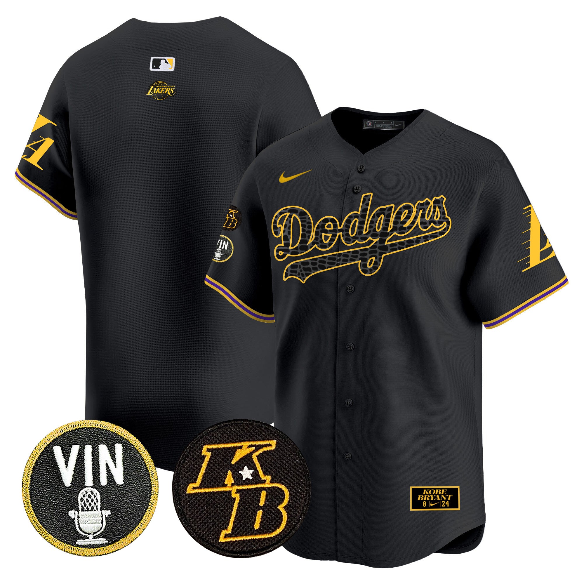 Men's Dodgers 2024 Mamba Vapor Premier Limited Jersey V2 - All Stitched - Black, Team