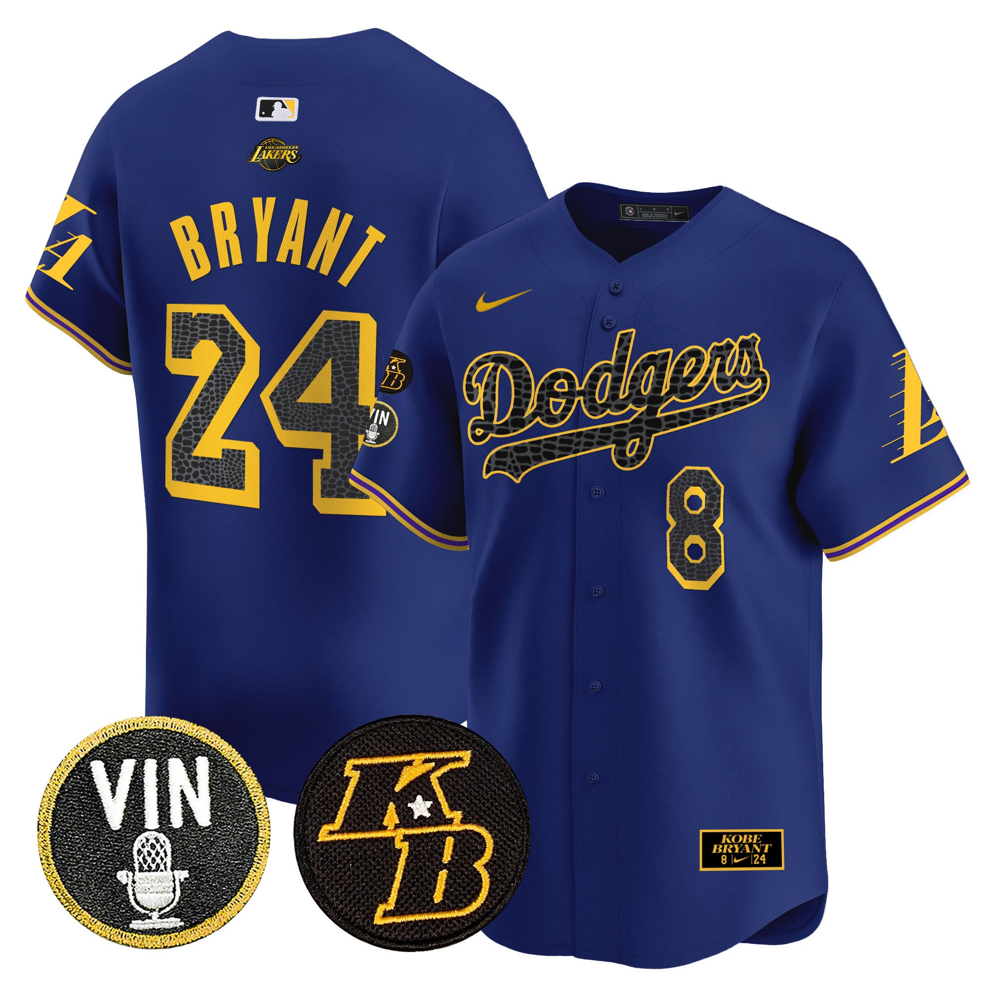Men's Dodgers 2024 Mamba Vapor Premier Limited Jersey V2 - All Stitched - Royal, Kobe Bryant