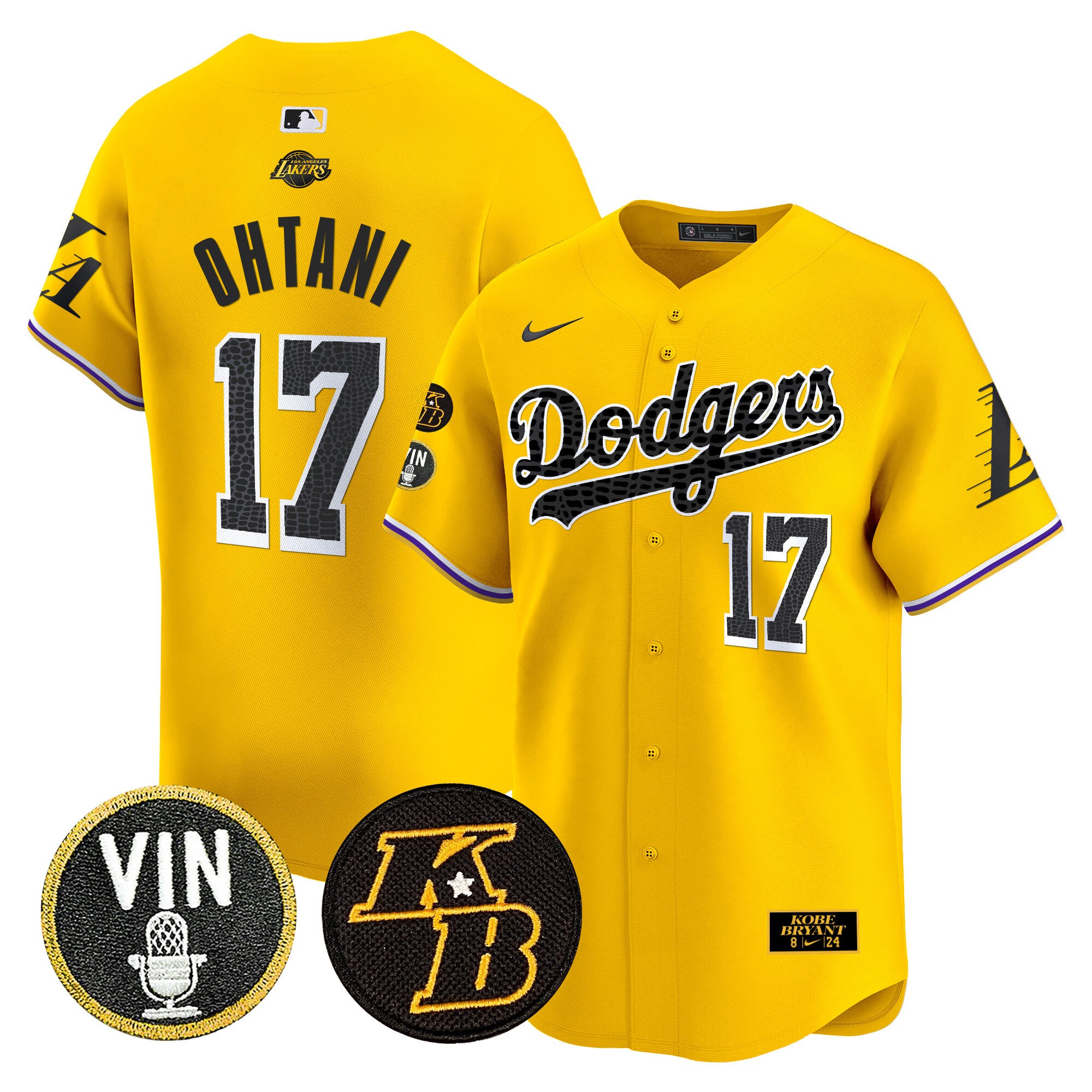 Men's Dodgers 2024 Mamba Vapor Premier Limited Jersey V2 - All Stitched - Gold, Shohei Ohtani