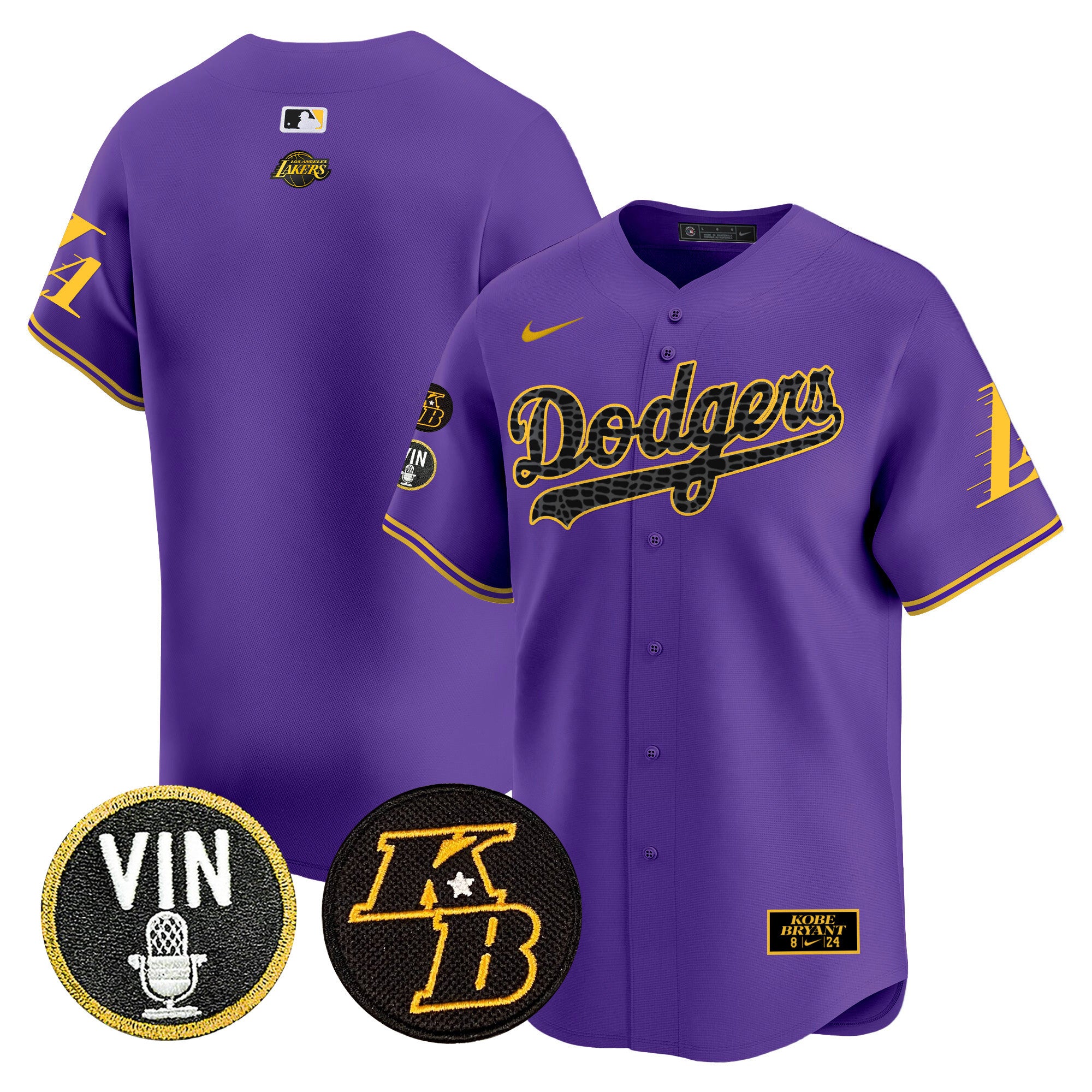 Men's Dodgers 2024 Mamba Vapor Premier Limited Jersey V2 - All Stitched - Purple, Team