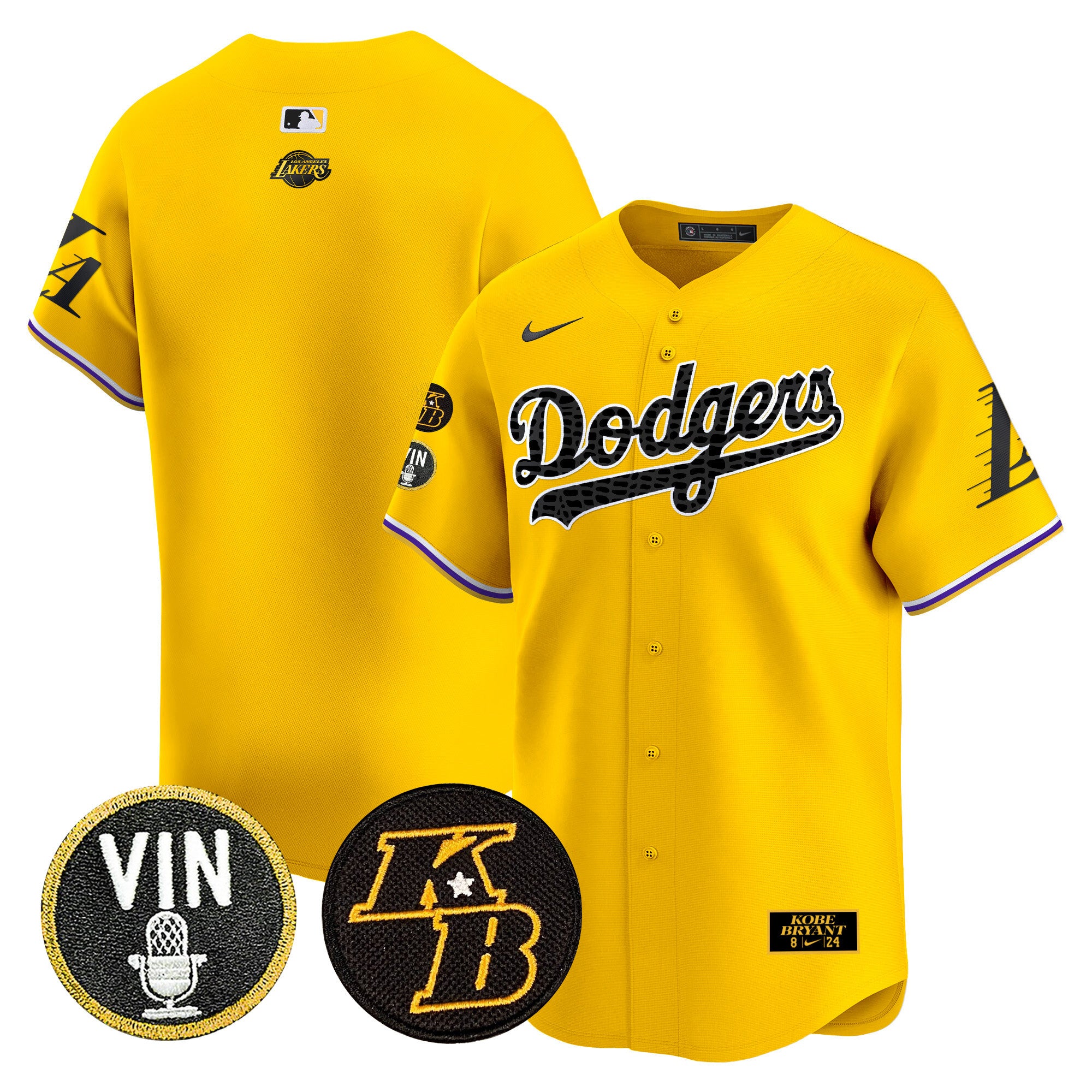 Men's Dodgers 2024 Mamba Vapor Premier Limited Jersey V2 - All Stitched - Gold, Team