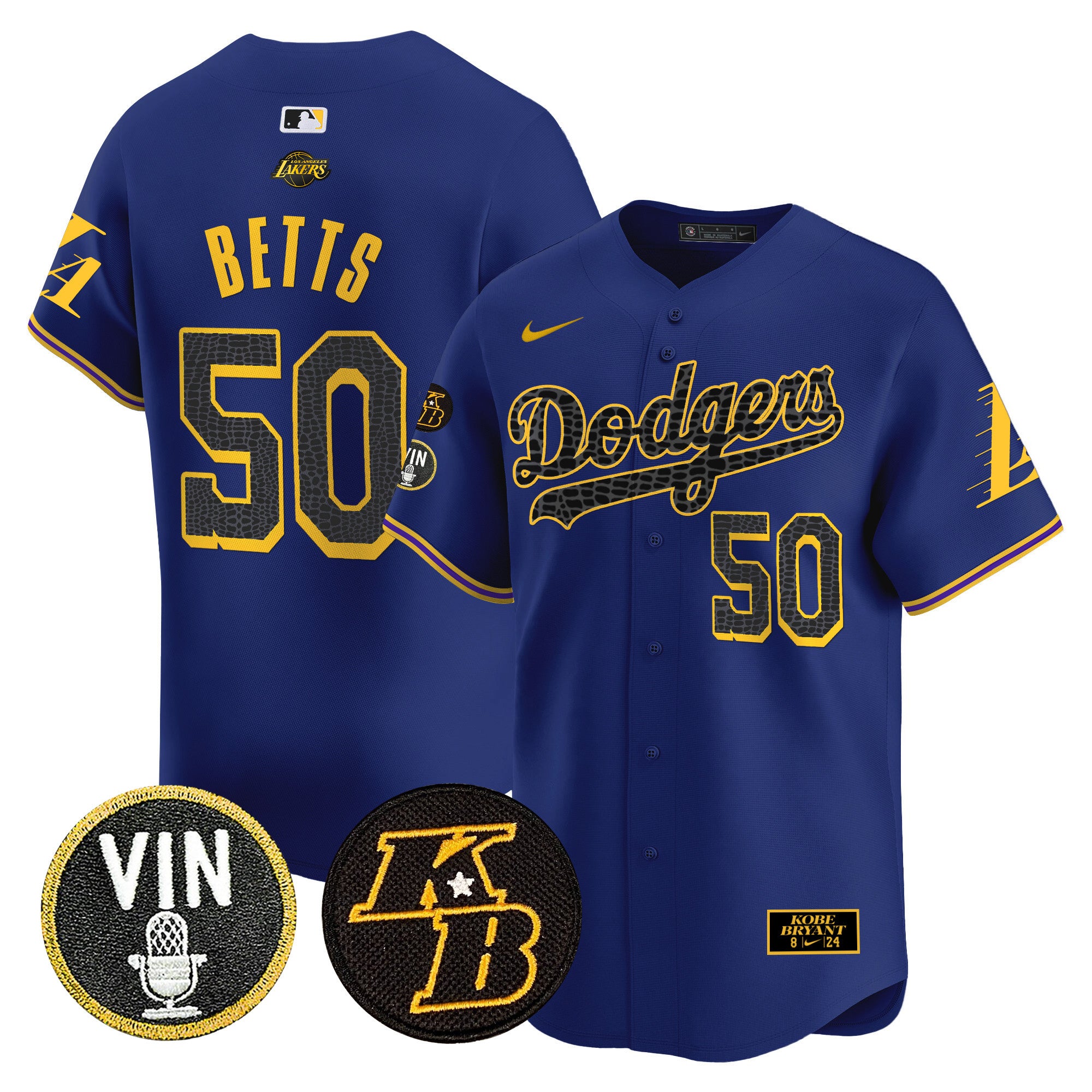 Men's Dodgers 2024 Mamba Vapor Premier Limited Jersey V2 - All Stitched - Royal, Mookie Betts