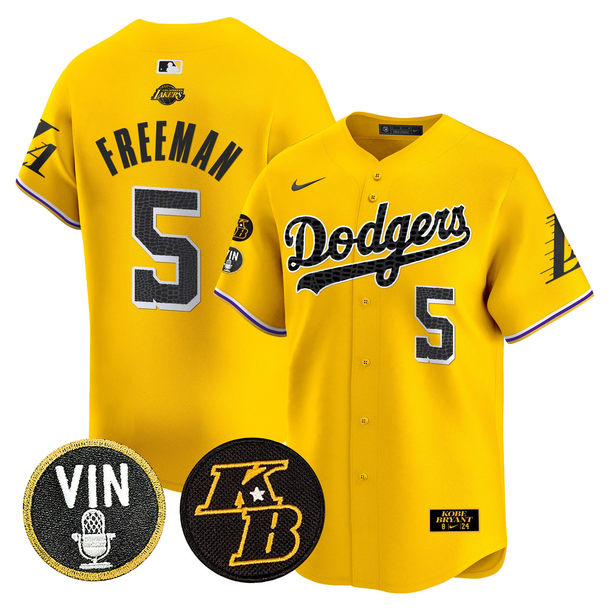Men's Dodgers 2024 Mamba Vapor Premier Limited Jersey V2 - All Stitched - Gold, Freddie Freeman