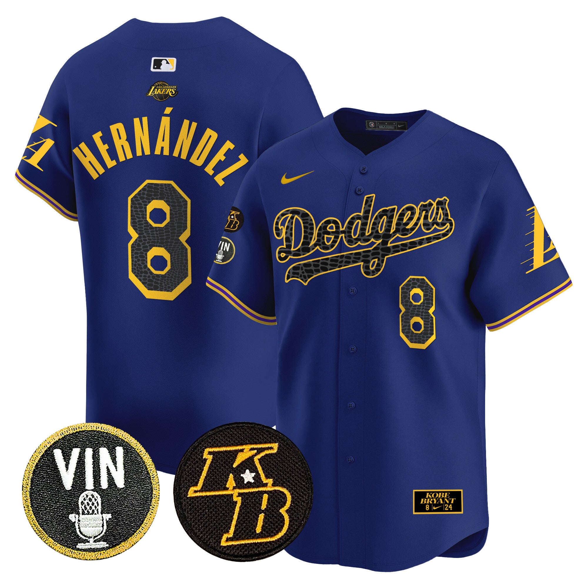 Men's Dodgers 2024 Mamba Vapor Premier Limited Jersey V2 - All Stitched - Royal, Kike Hernandez