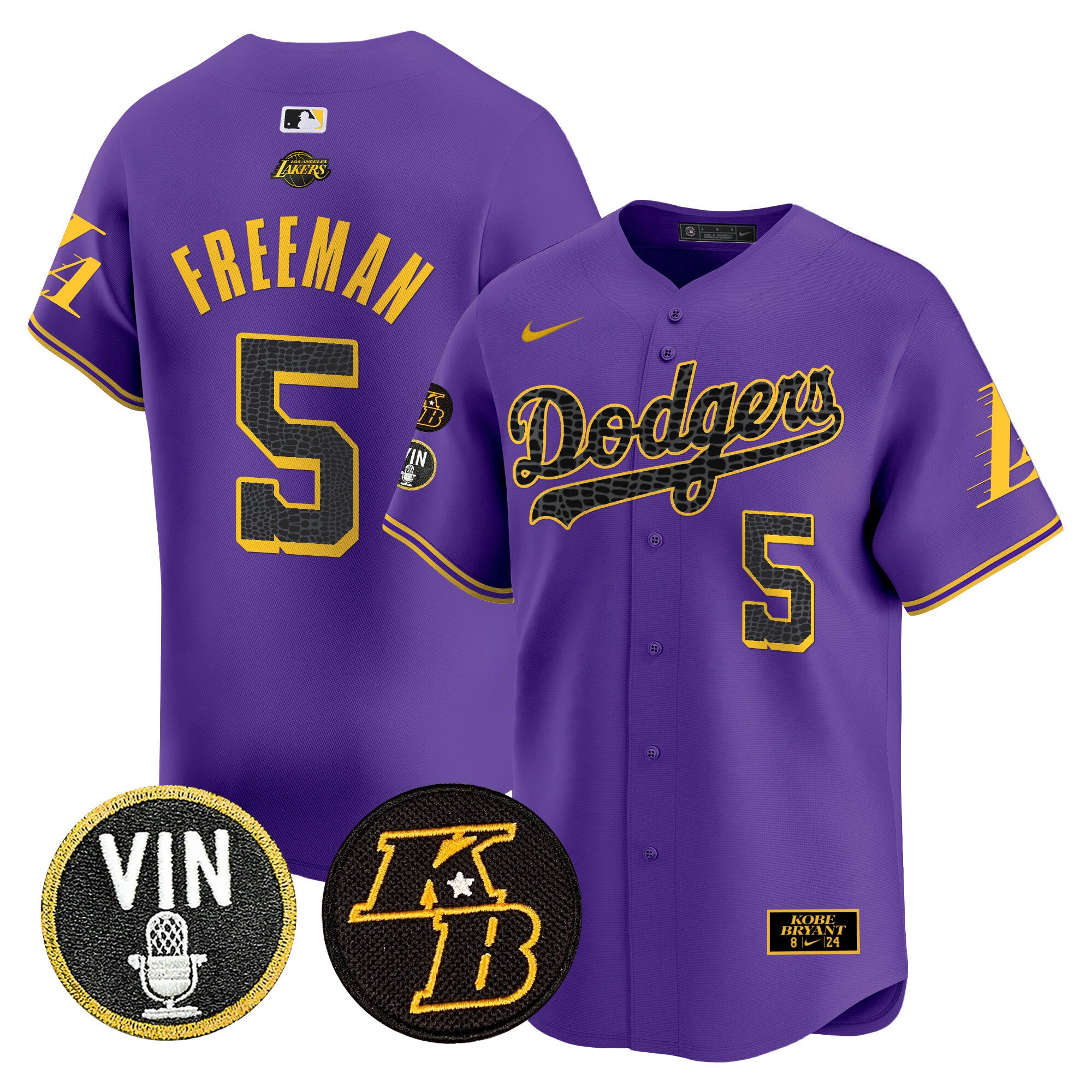 Men's Dodgers 2024 Mamba Vapor Premier Limited Jersey V2 - All Stitched - Purple, Freddie Freeman