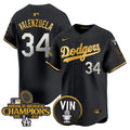 Men's Dodgers 2024 World Series Champions Gold Trim Vapor Premier Limited Jersey V3 - All Stitched