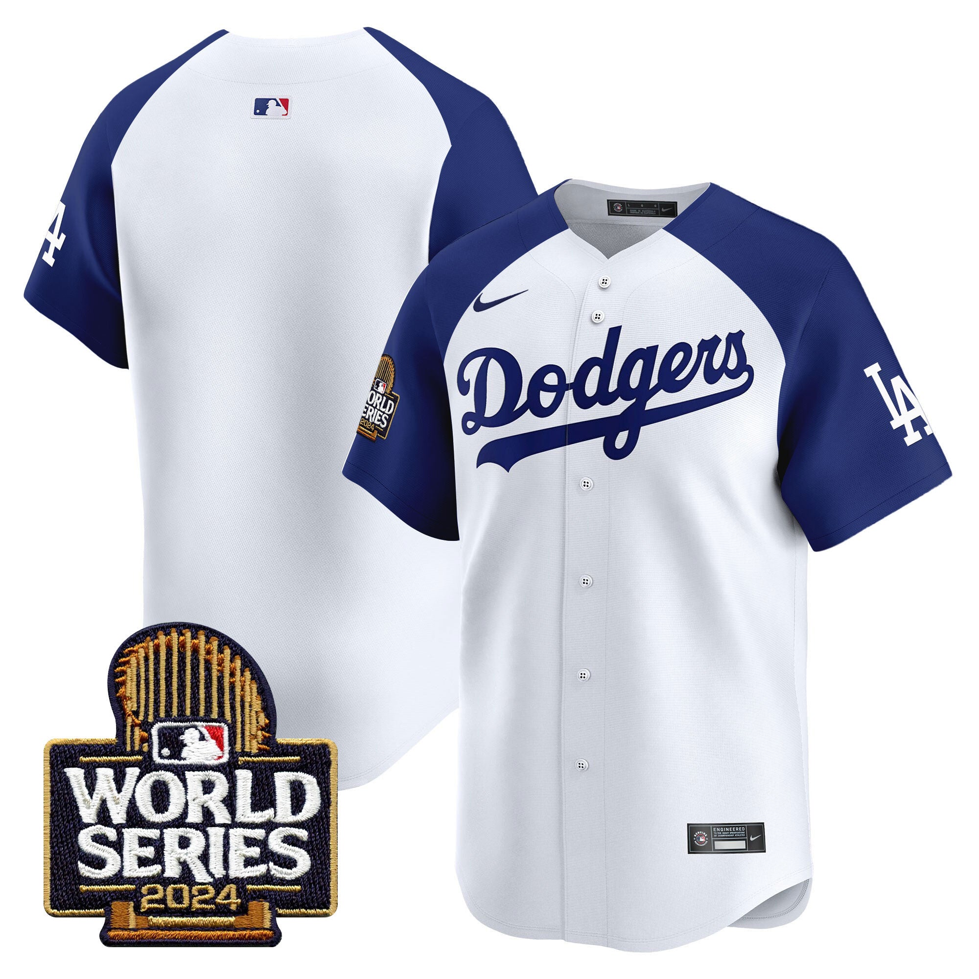 Men's Dodgers 2024 World Series Vapor Premier Limited Jersey - All Stitched - Alternate White, Team