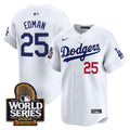 Men's Dodgers 2024 World Series Vapor Premier Limited Jersey - All Stitched - White, Tommy Edman